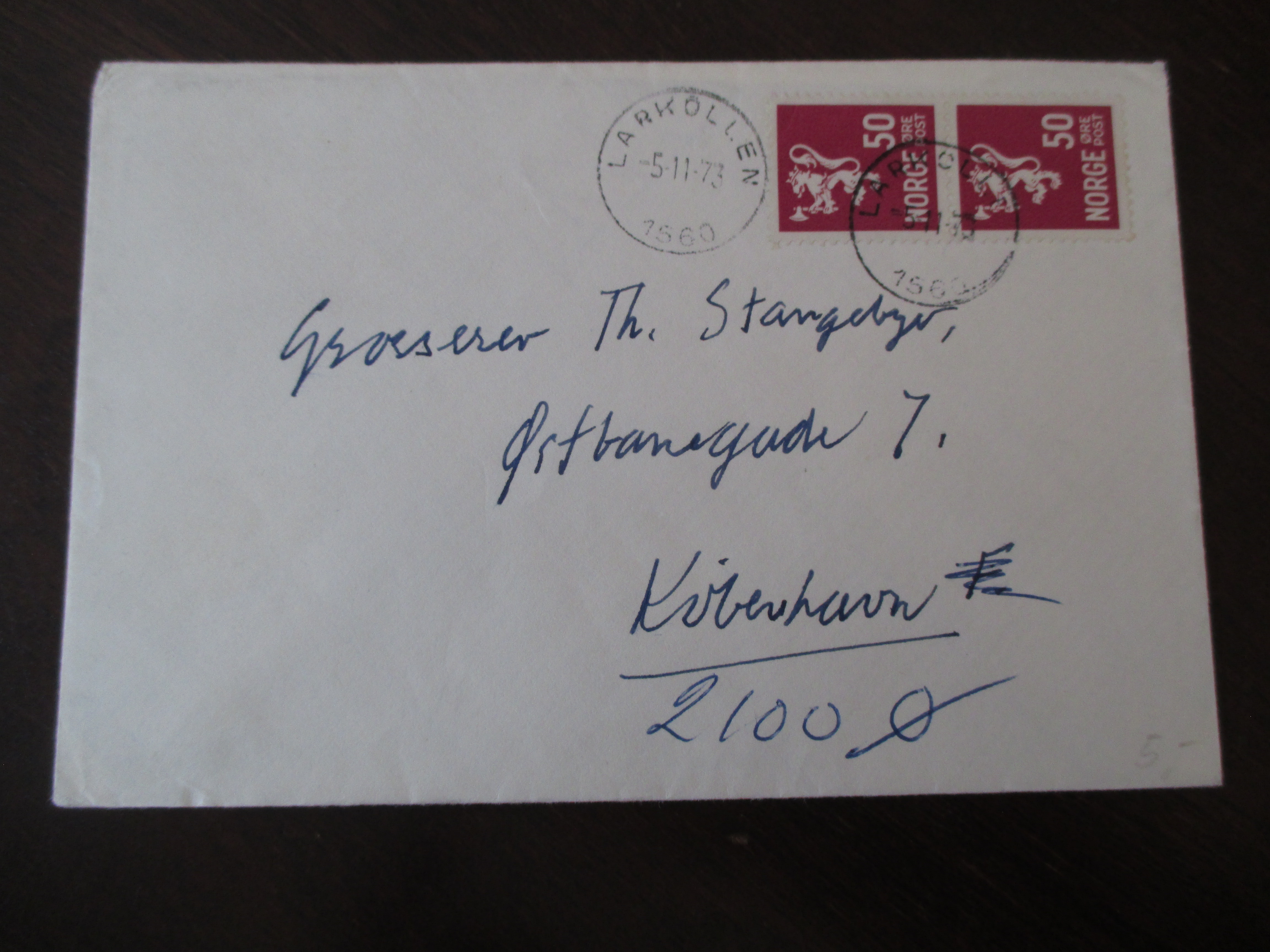 Brev st. Larkollen 05.11.1973. (I22N)