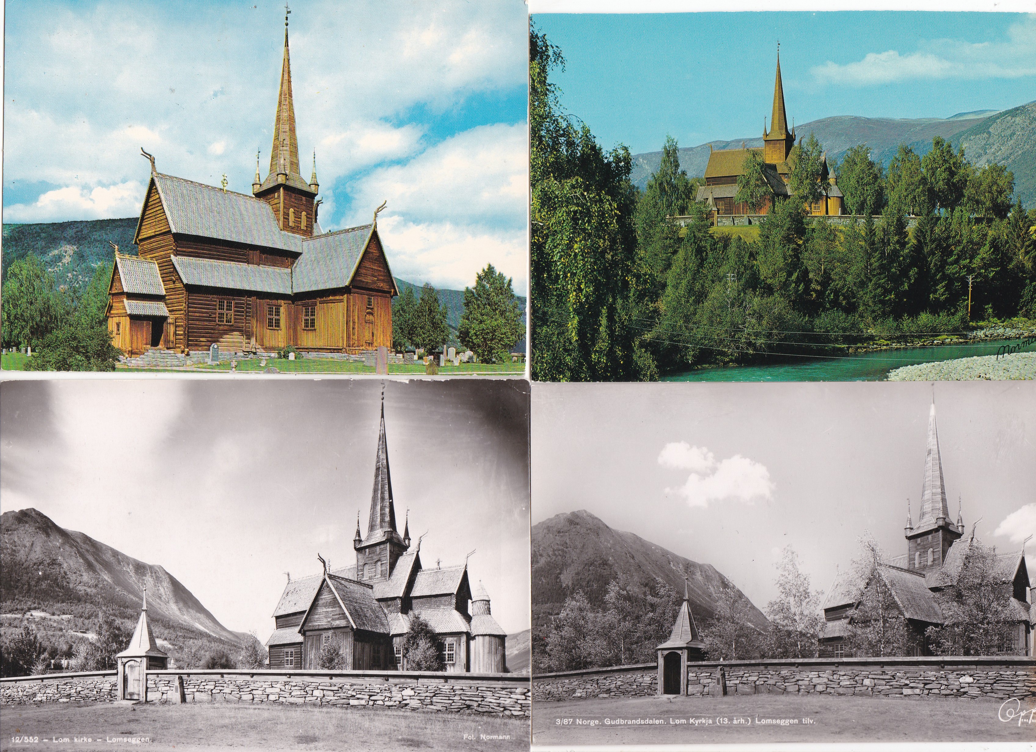 Lom stavkirke: 4 forskjellige kort