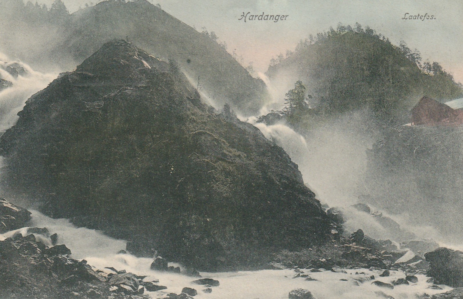 Gammlet Brevkort fra Laatefos , Hardanger . G.H 612 Pst Småf