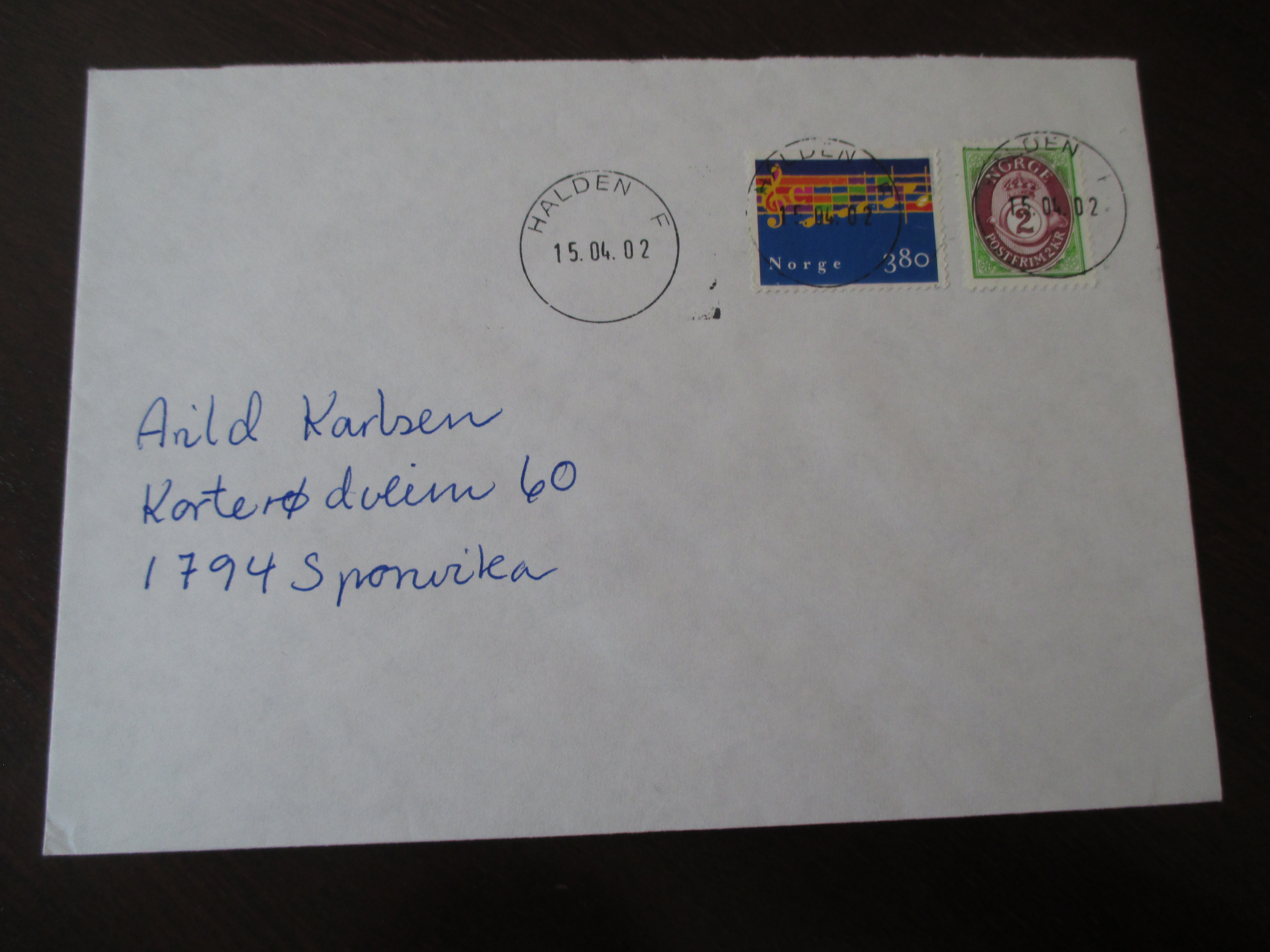 Brev st. Halden F 15.04.2002. (I24 uten postnummer)