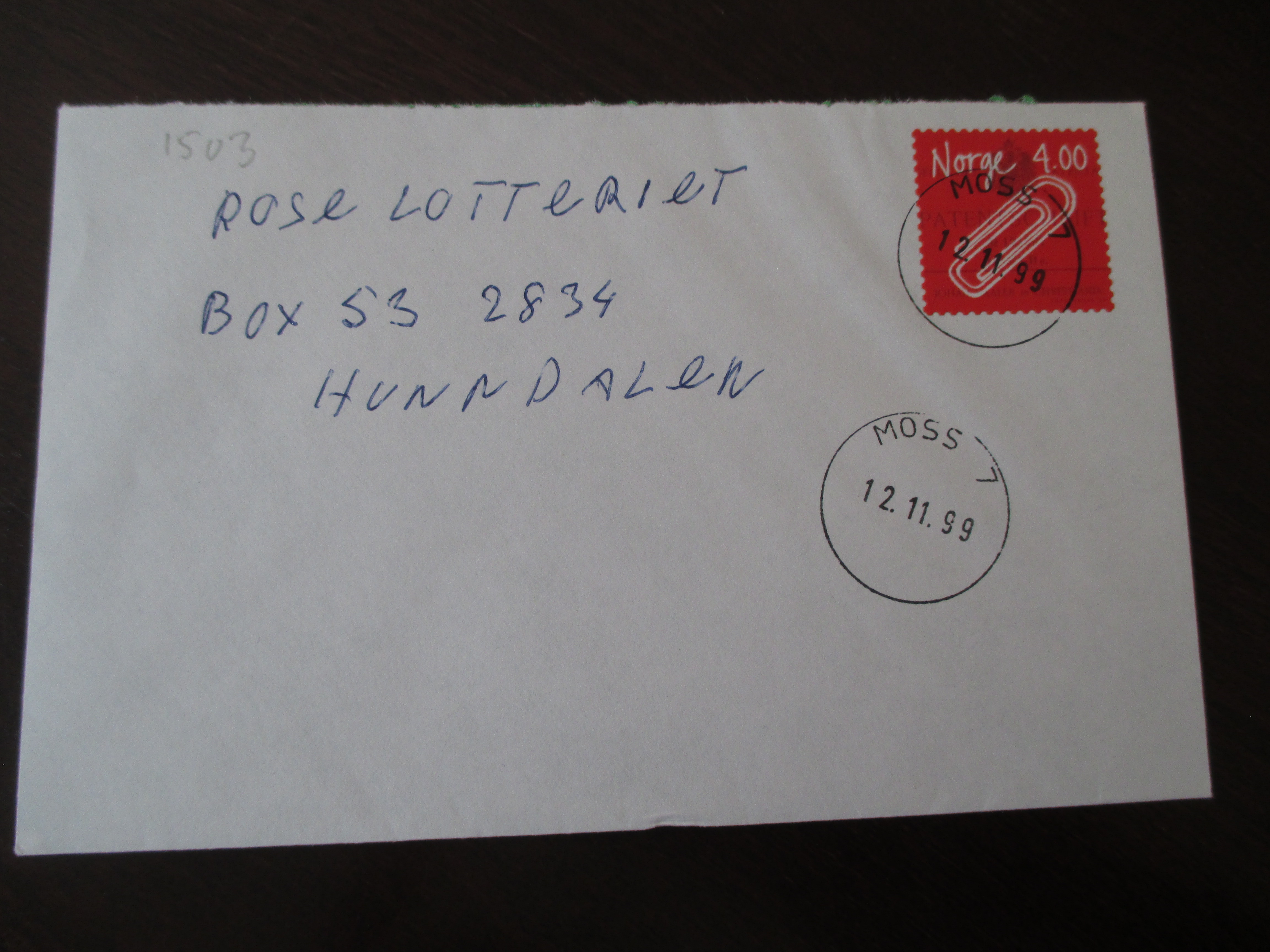 Brev st. Moss 7 12.11.1999. (I24 uten postnummer)