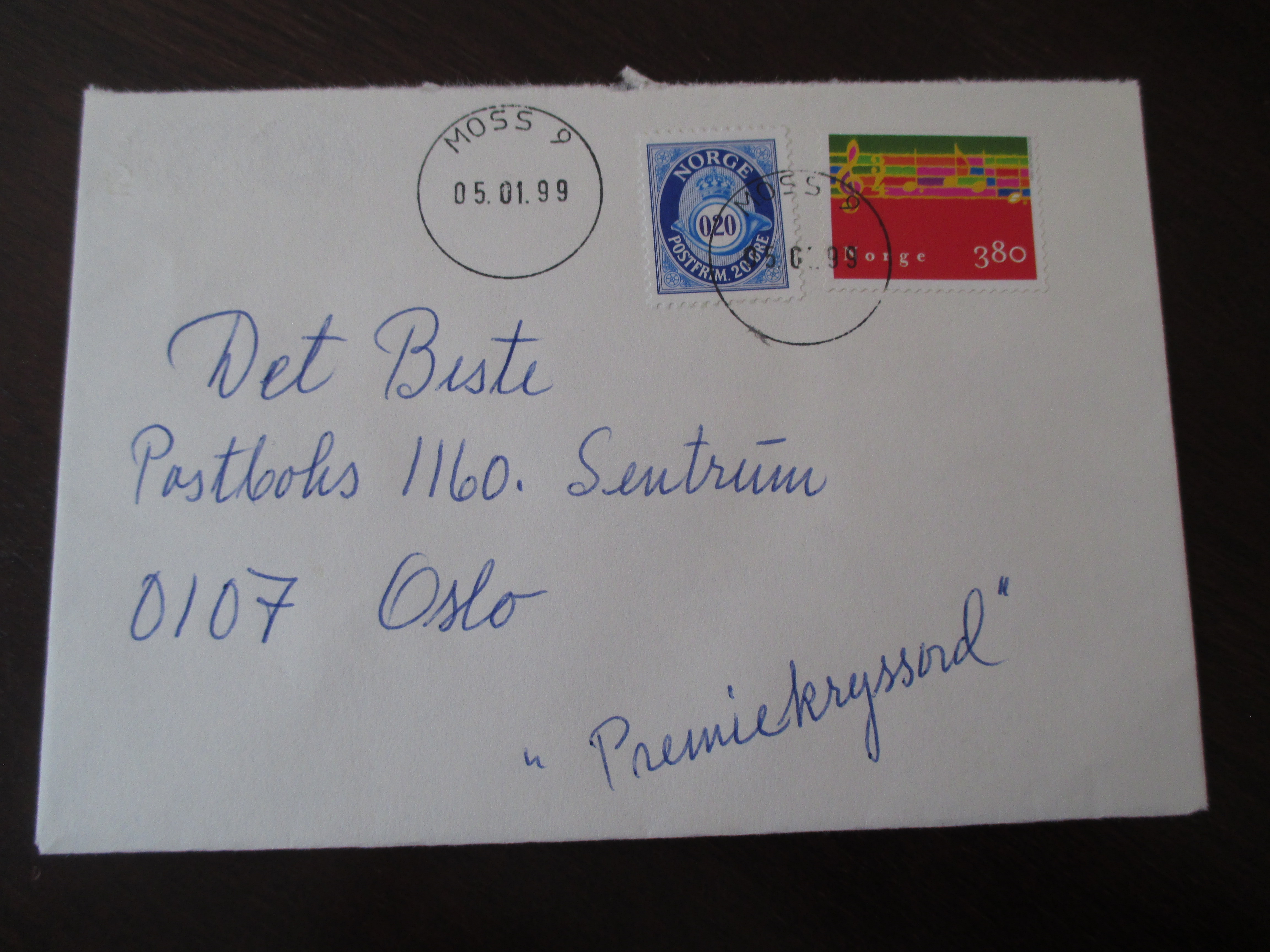 Brev st. Moss 9 05.01.1999. (I24 uten postnummer)