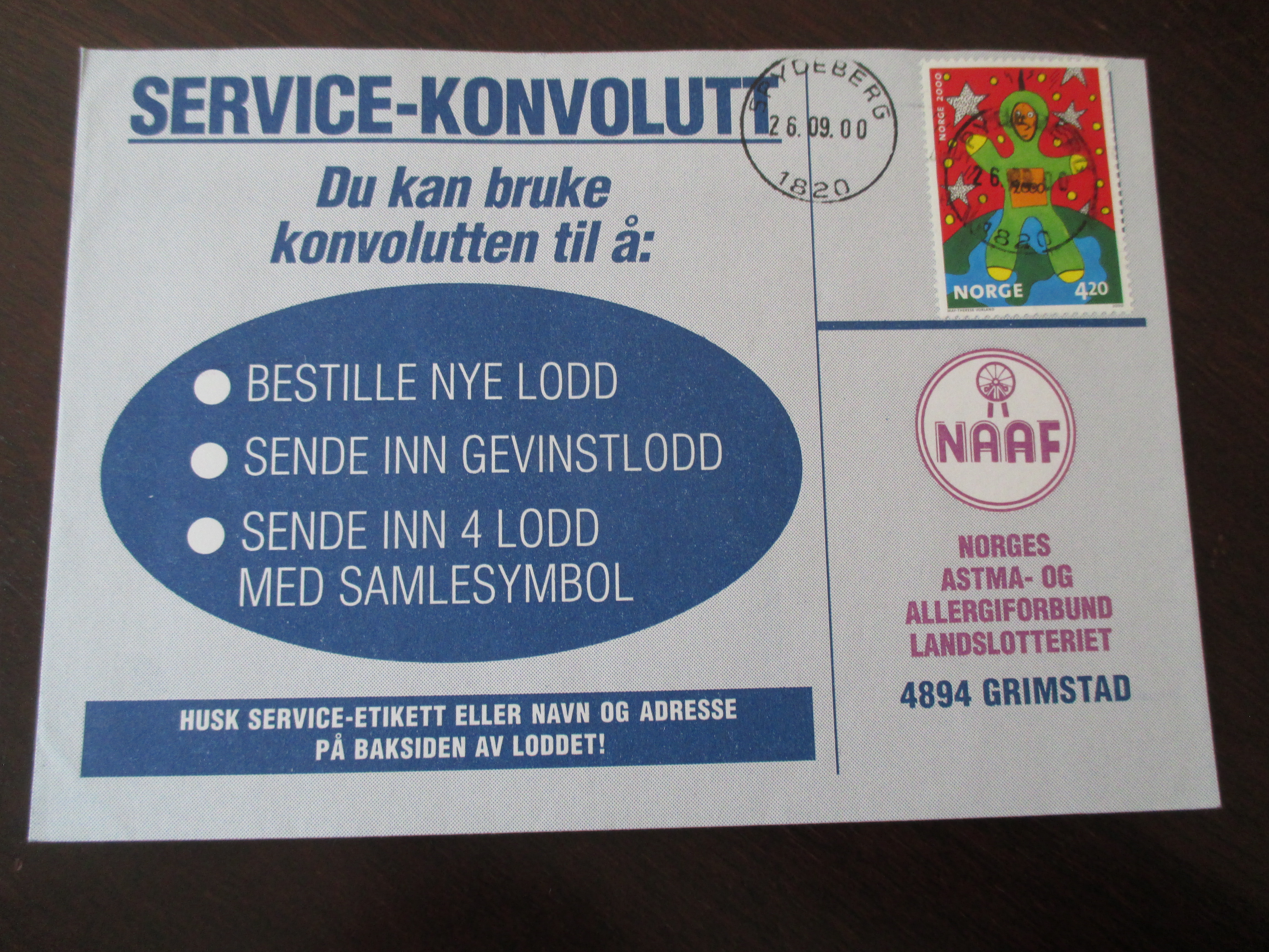 Brev st. Spydeberg 26.09.2000. (I24N - Type 2)