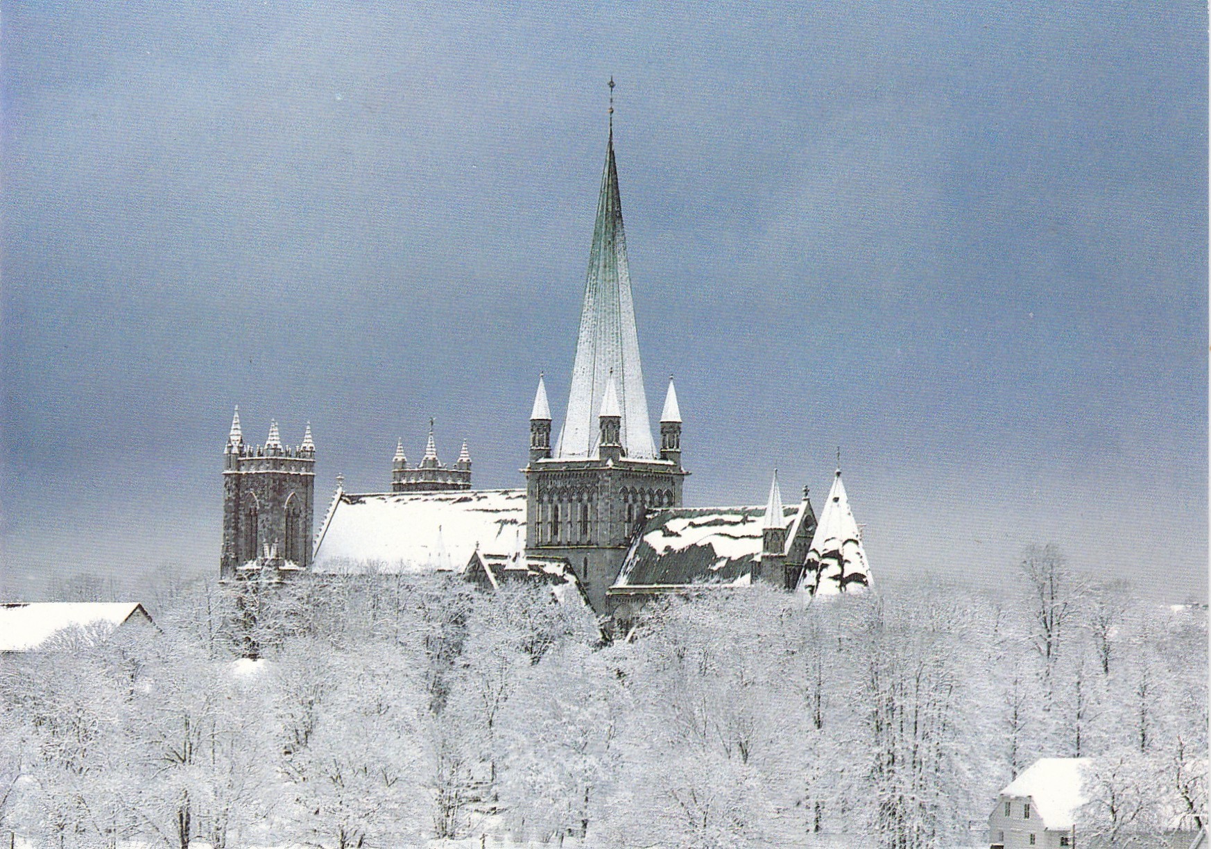 Trondheim. Nidarosdomen i vinterdrakt ( Aune F-13810-0)