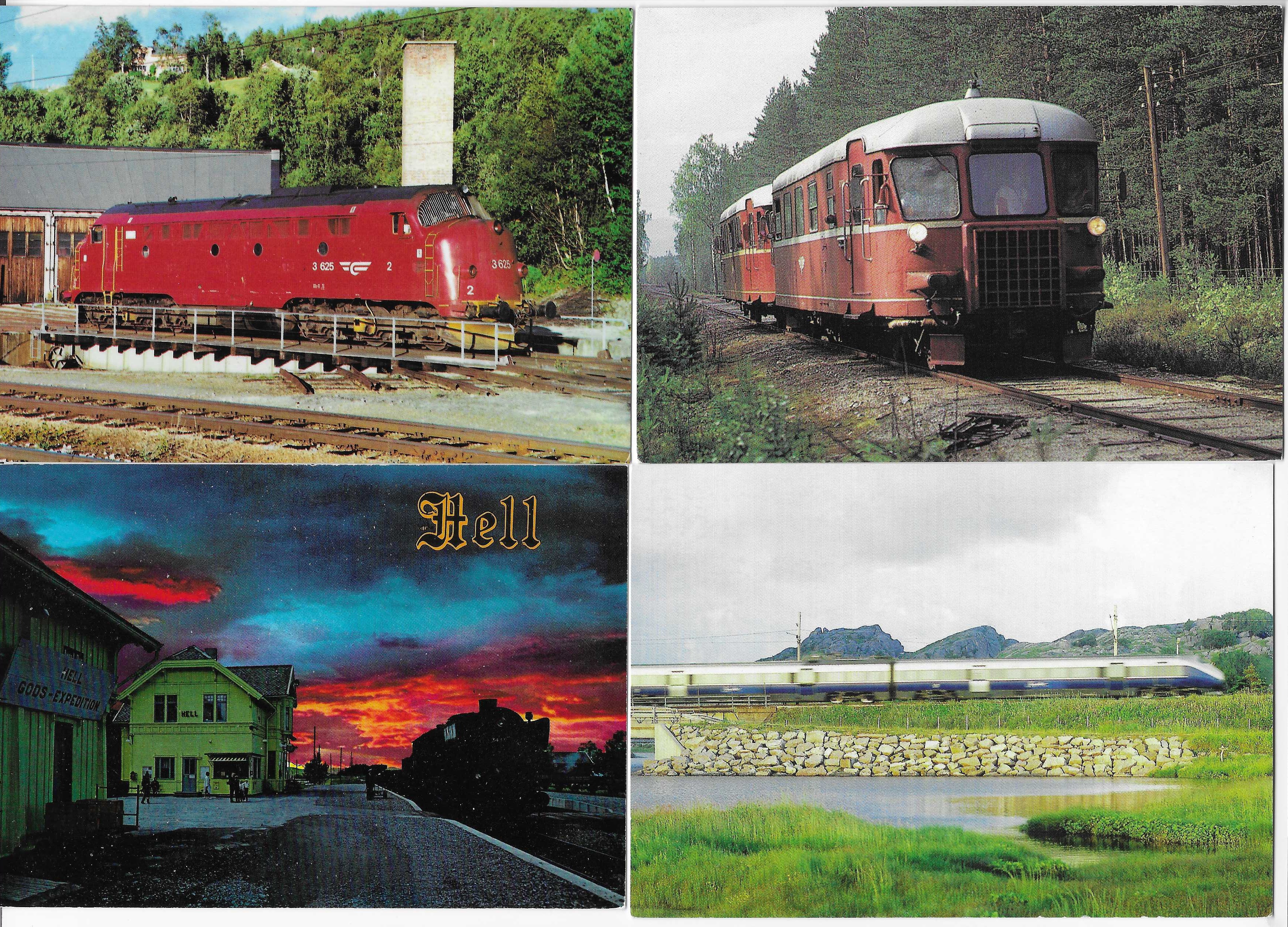 Lot 4 kort med norske jernbanemotiver.