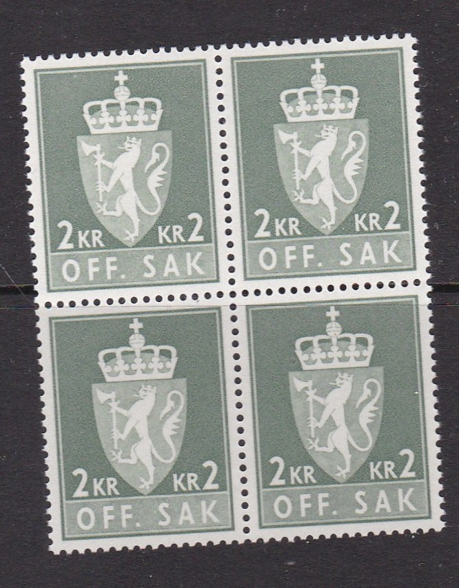 Off Sak 2 kr ( NK 96) 4-blokk postfrisk