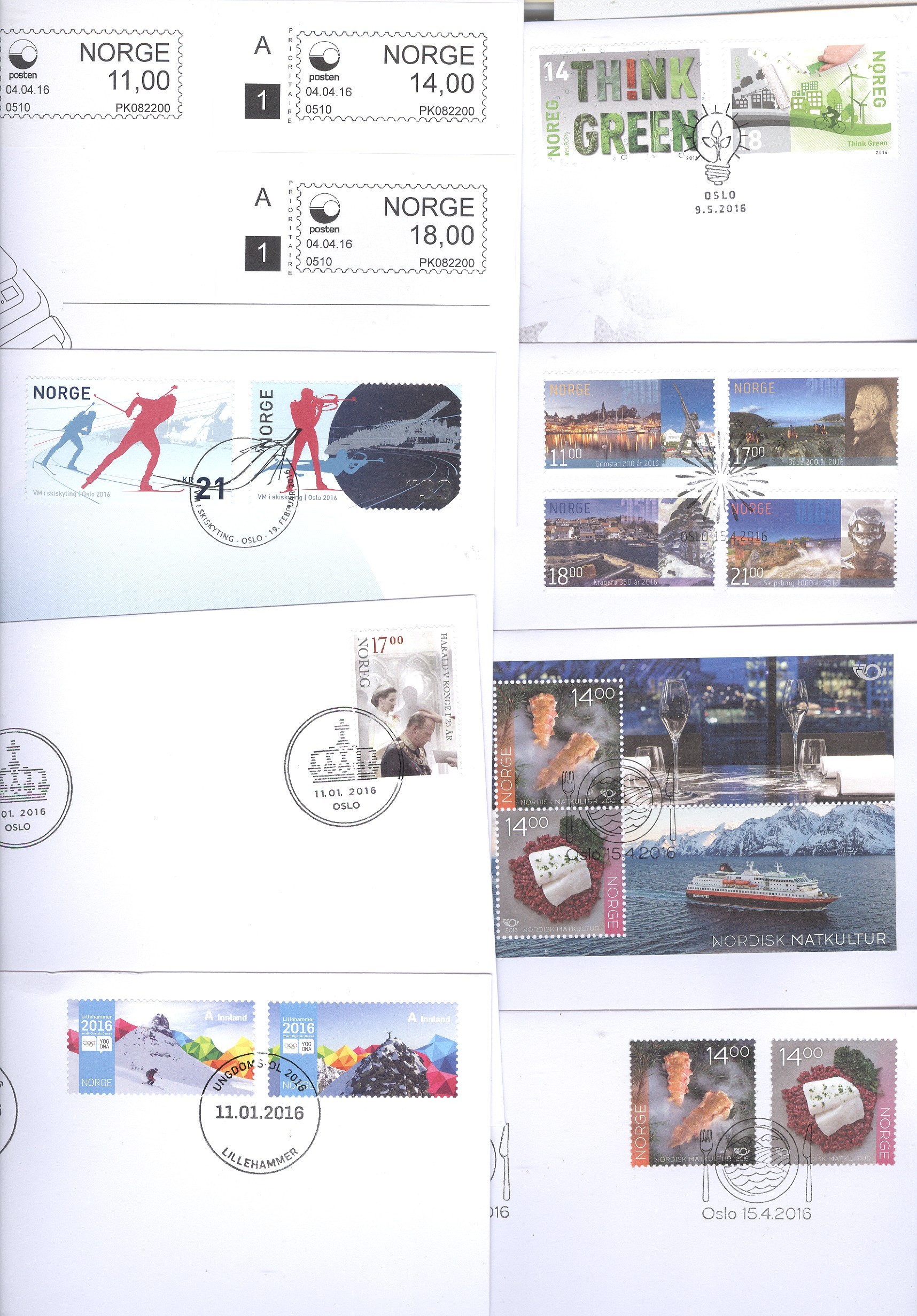 Norge, FDC 2016 komplett, (NK 1925 -49)