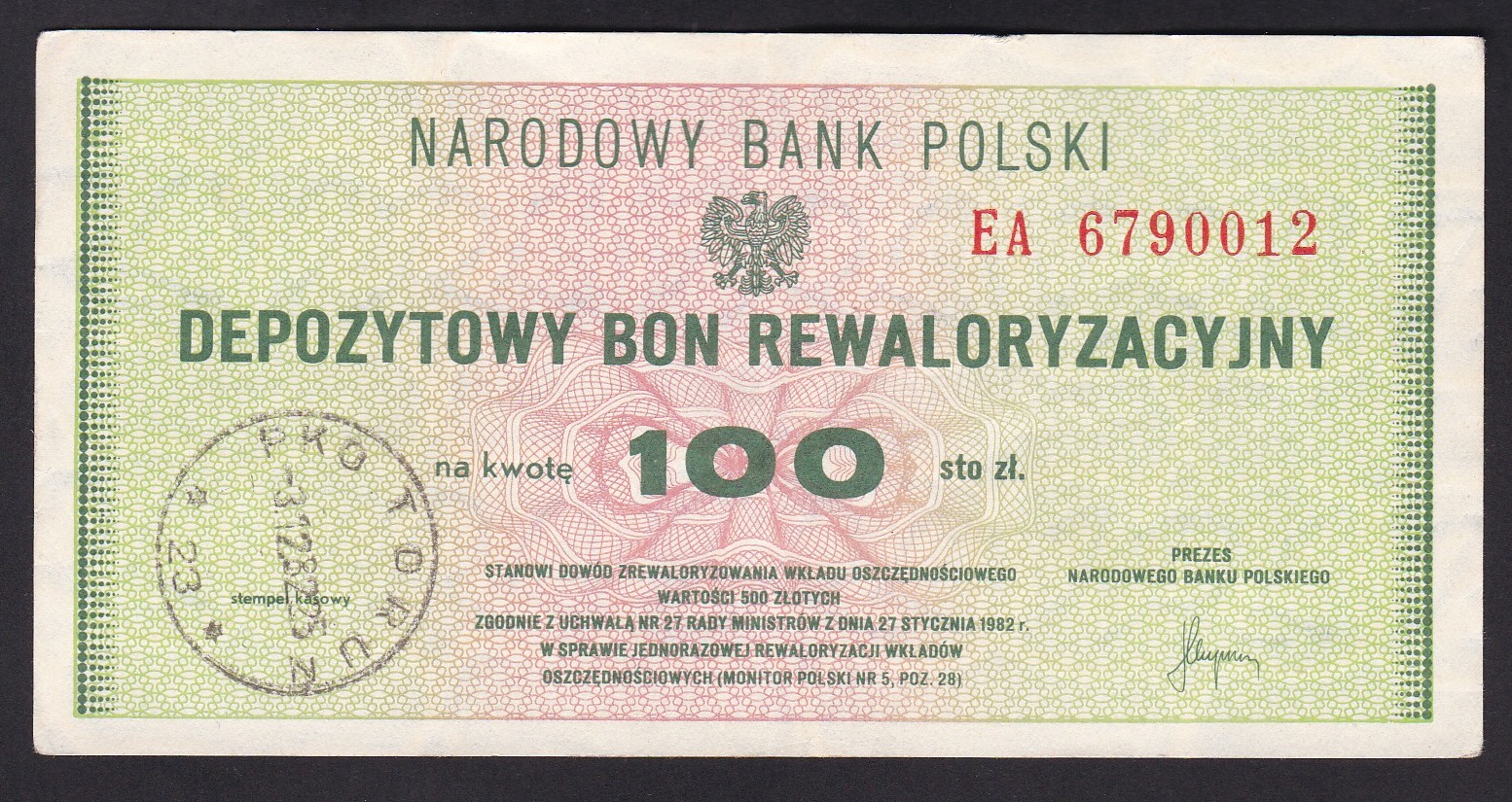 Polen . 1982 . 100 Zlotych