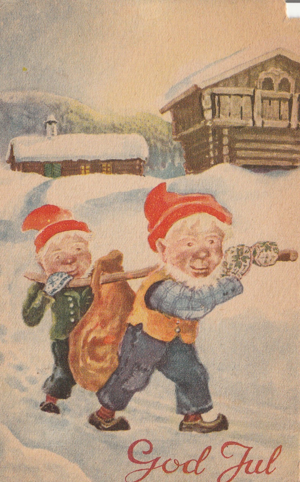 Eldre kort : God Jul .  Norsk Kunstnerkort 528/3 / Oppi. Pst Små  SKADET !