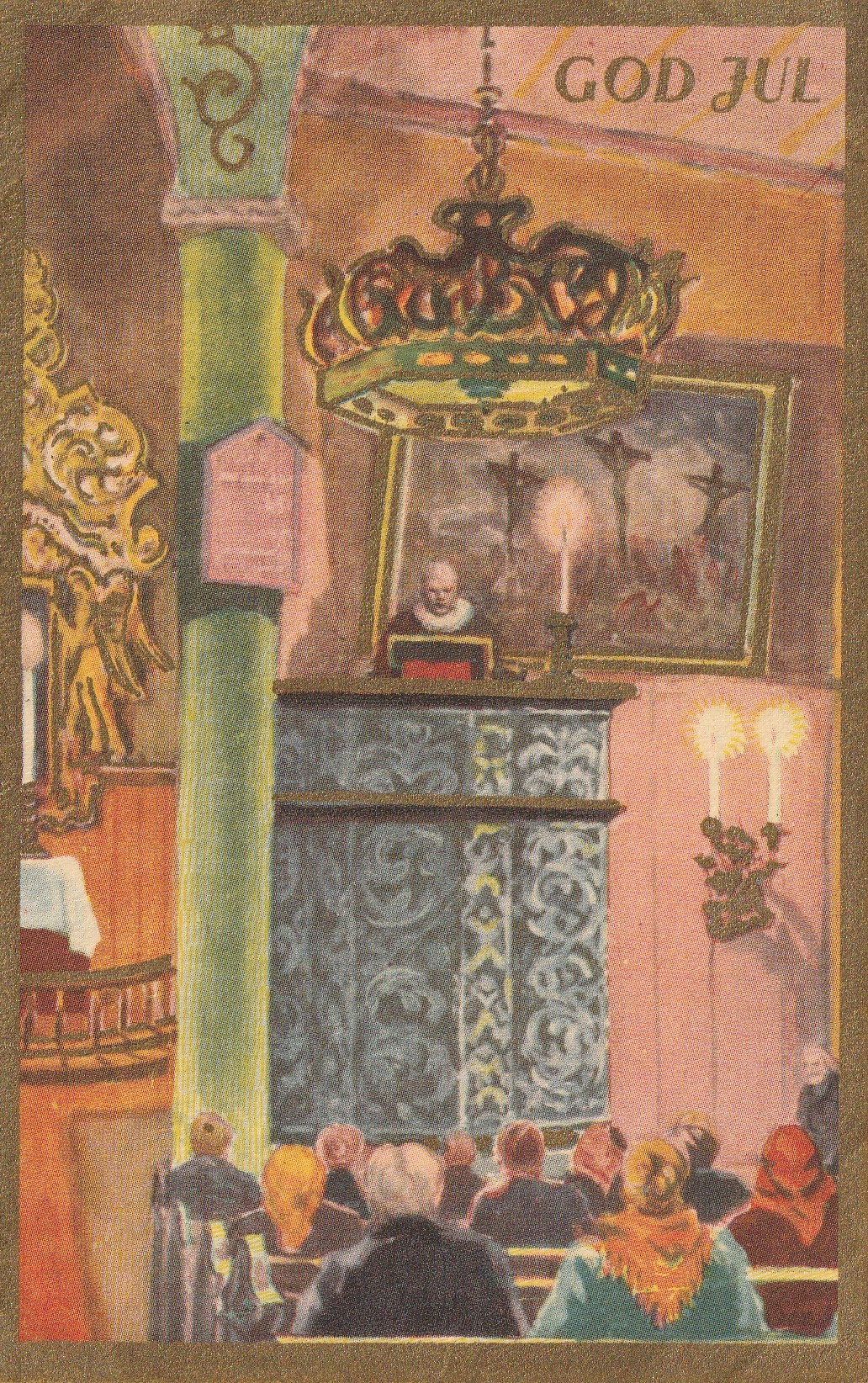 Eldre kort :  God Jul . Norsk arbeide 458 Pst Små