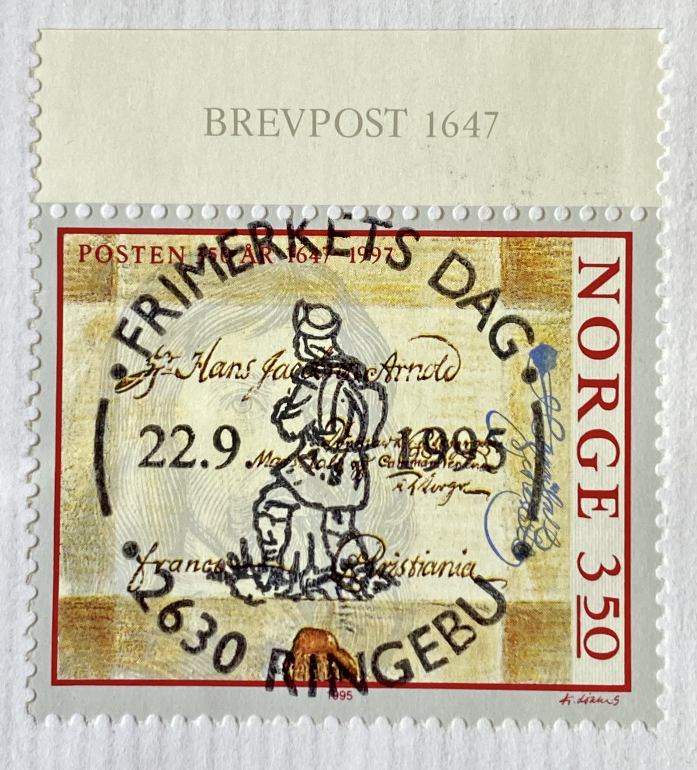 NK 1238 Ringebu 1.dag FD-stempel