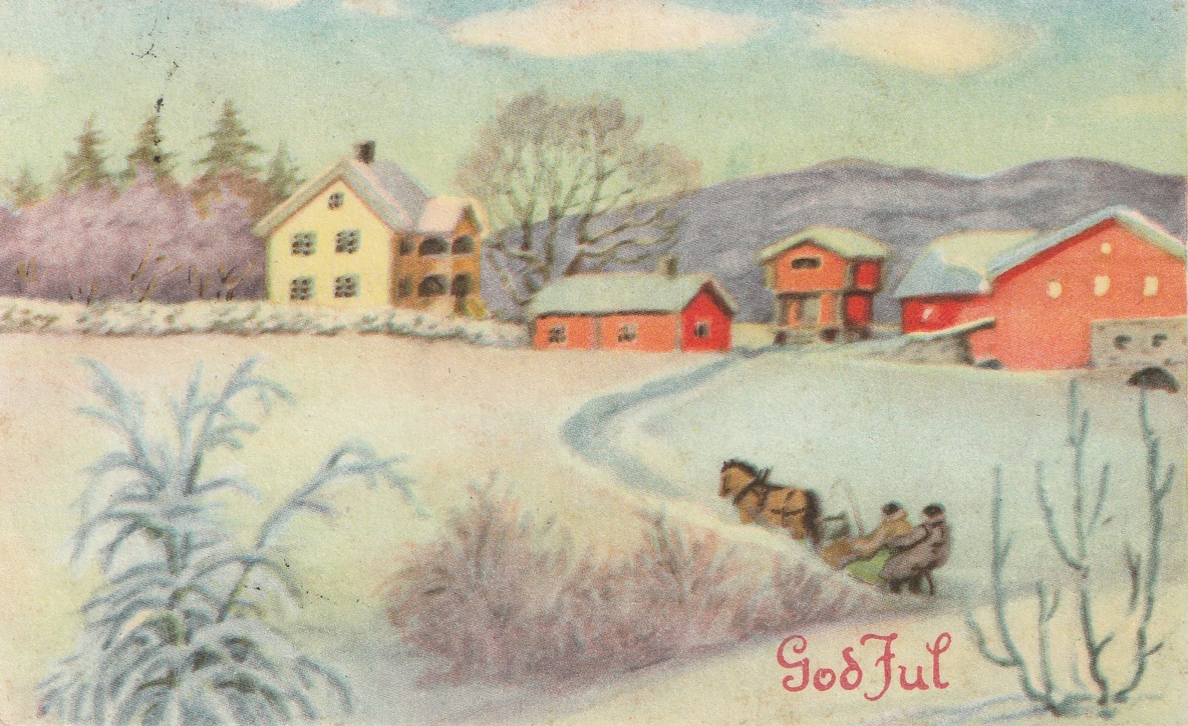 Eldre kort : God Jul. Norsk arbeide . Unum Pst Små