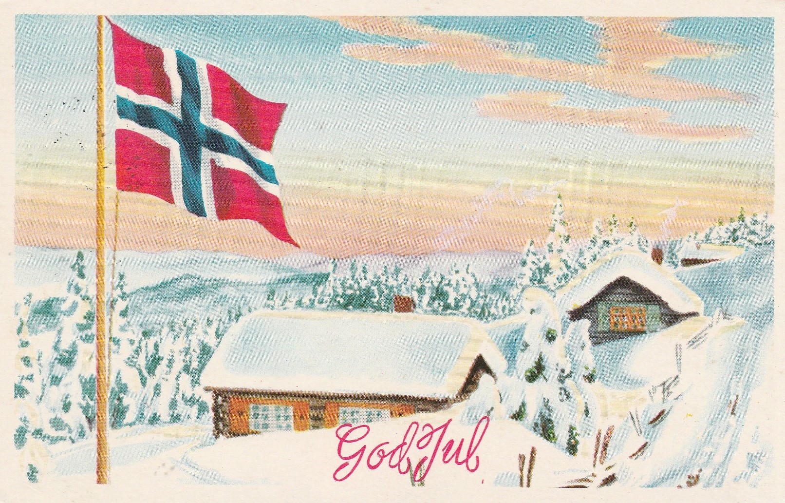 Eldre kort : God Jul . NVL /Norsk arbeide . Unum Pst Små