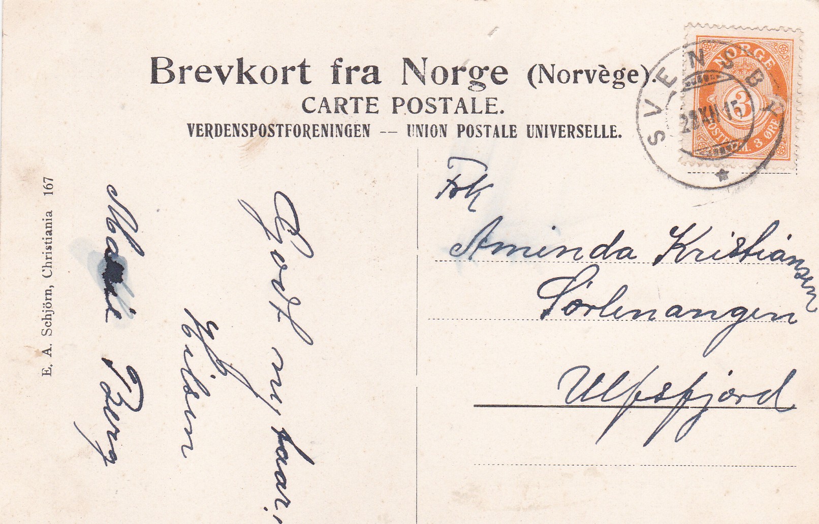 Kort stp SVENSBY 22 XII 15 ( schw.stp)