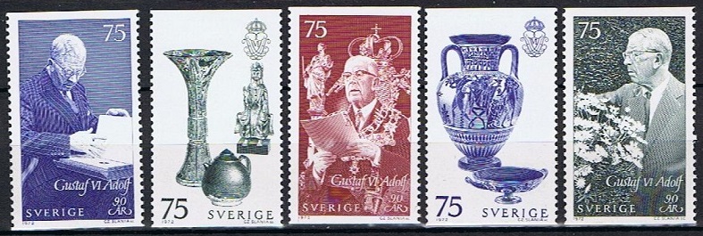 Sverige Afa: 784-88 - Kong Gustaf VI Adolf 90 år **