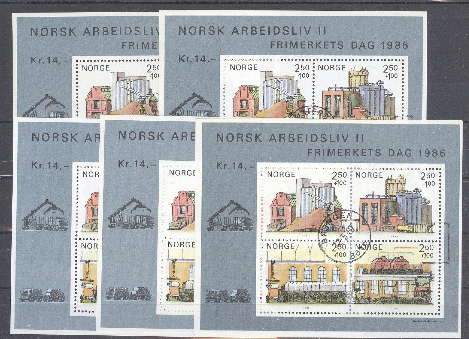 NK: Bl. 5, 5 stk. miniark, stpl.
