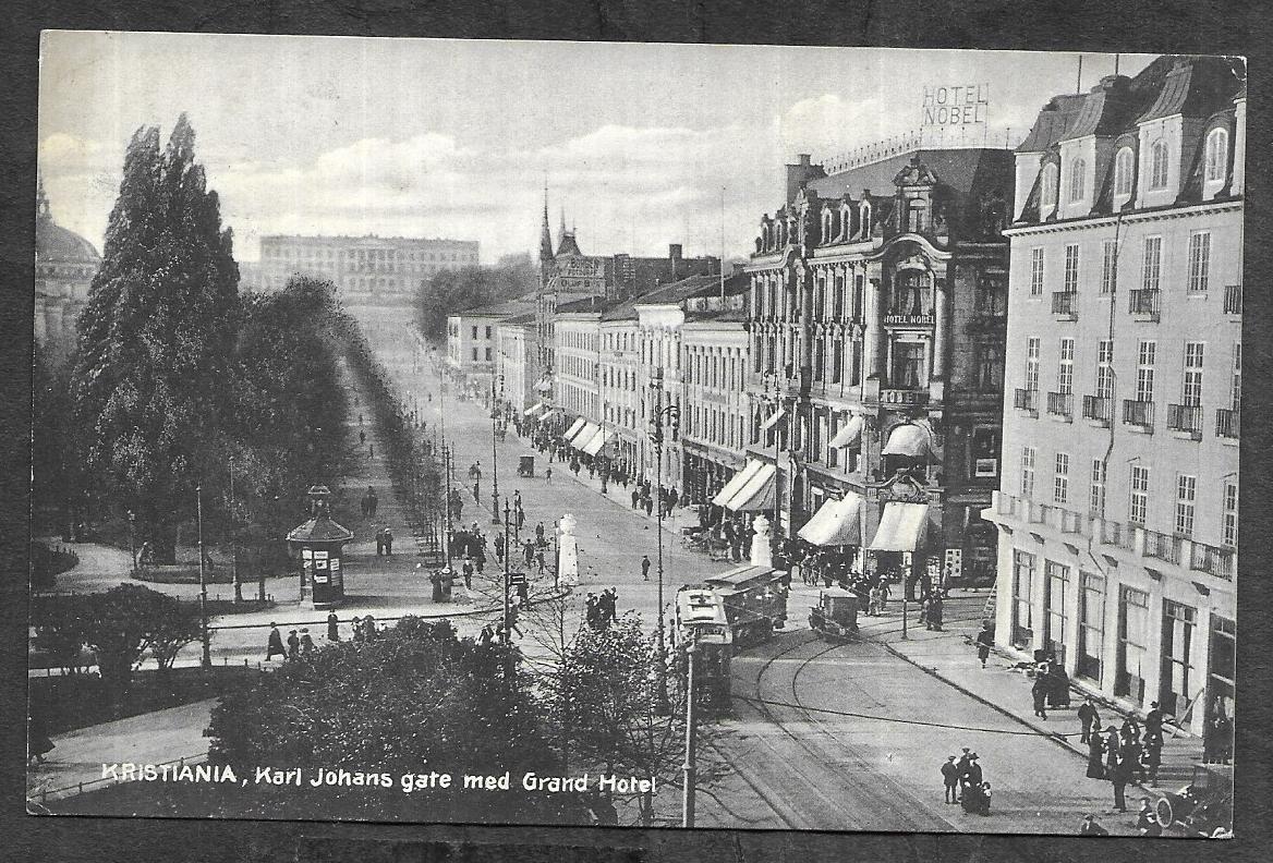 KRISTIANIA, Karl Johans gate med Grand Hotel - a/s Abel 24 - [187]