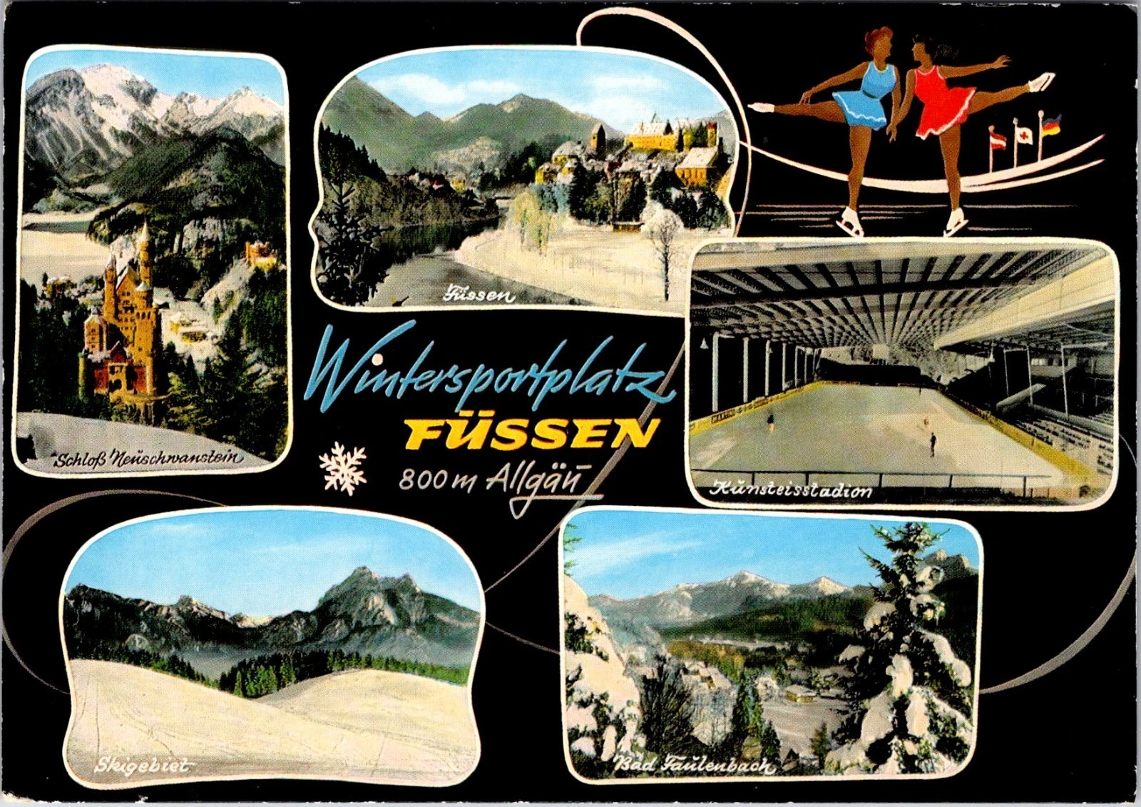 Wintersportplatz Füssen - Allgäu - Bayern - Tyskland - Postkort