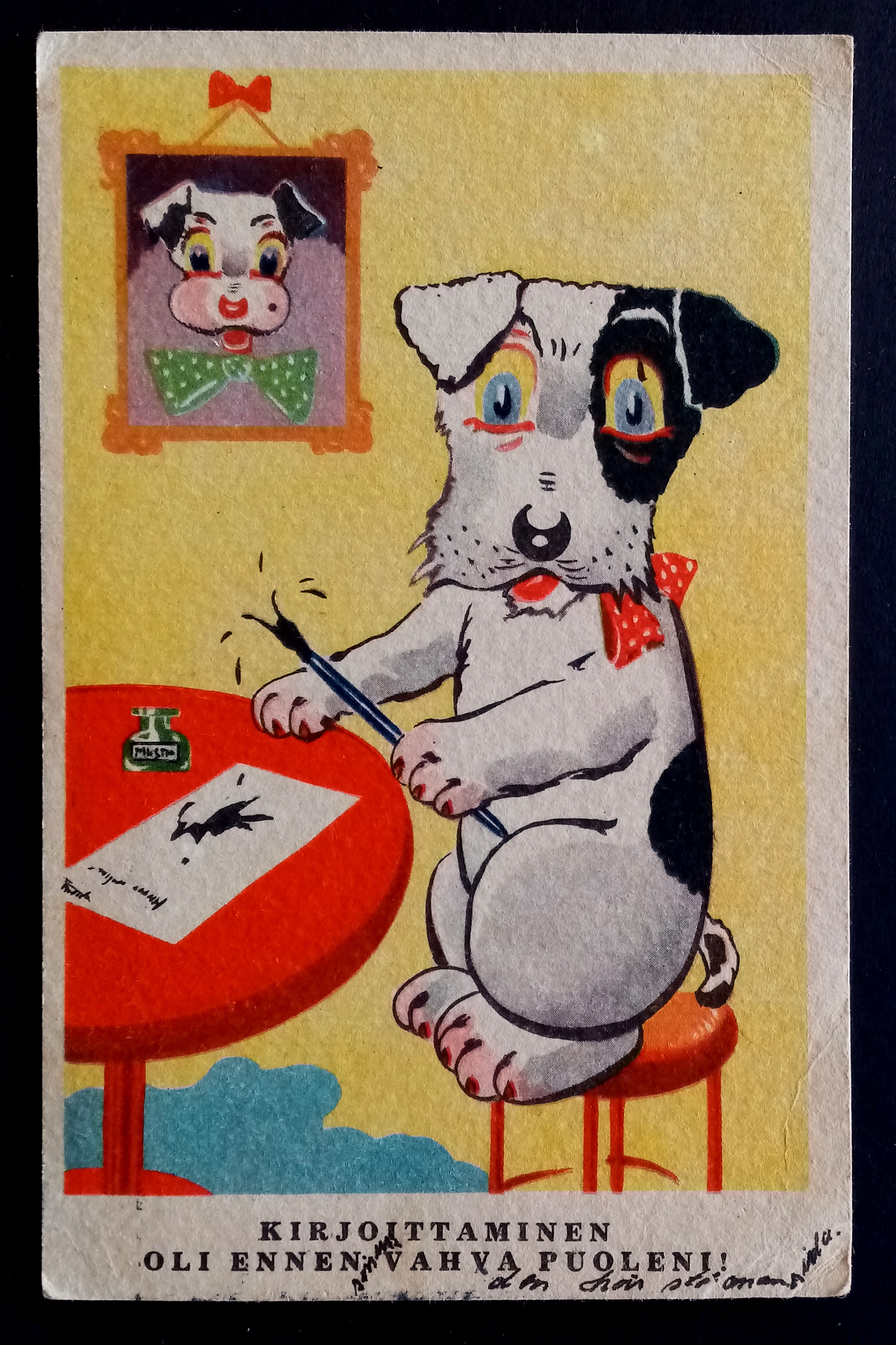 Hund som skriver.
