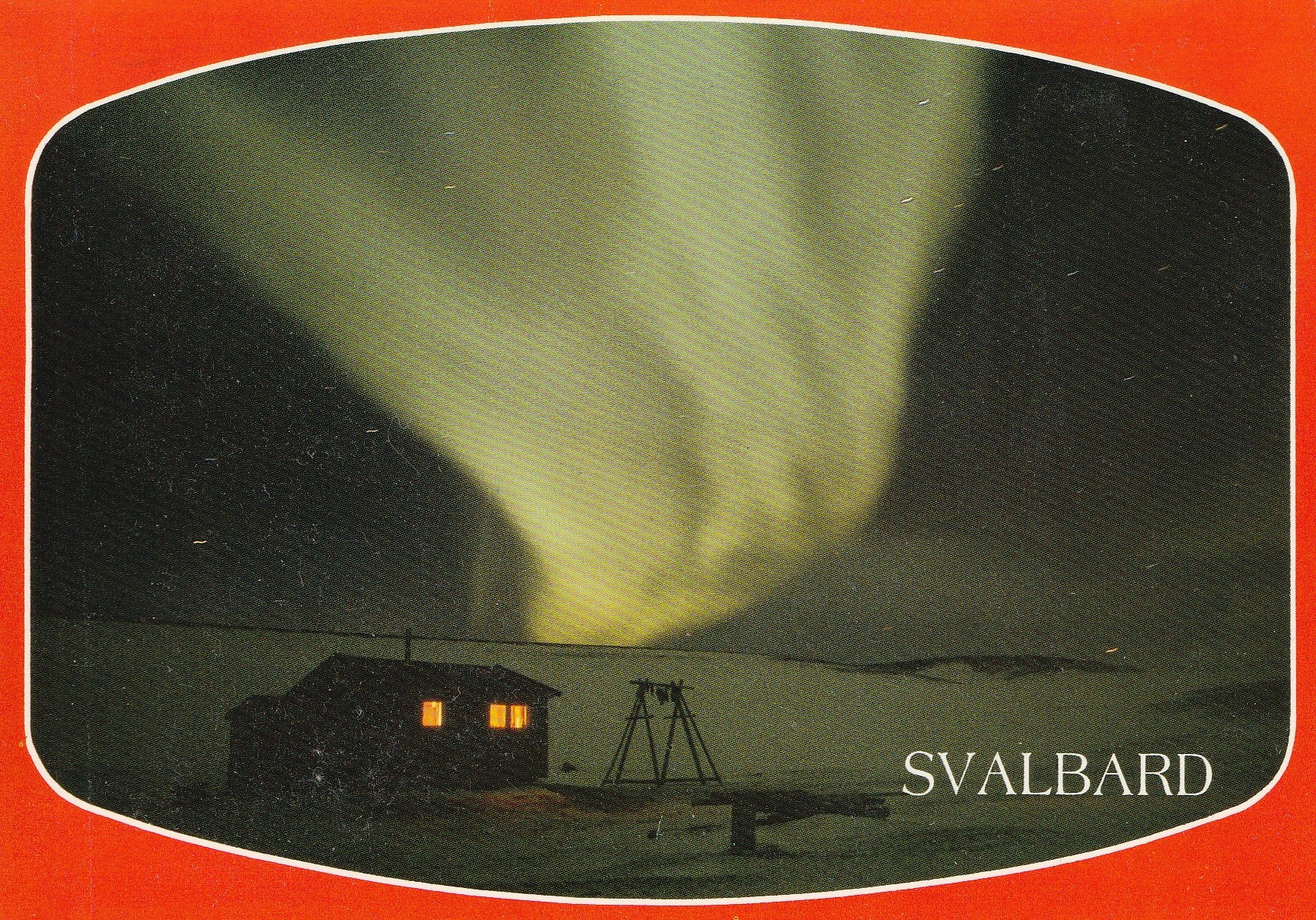 Svalbard . Nordlys over Bjonhamna . To-Foto 89-402 Pst