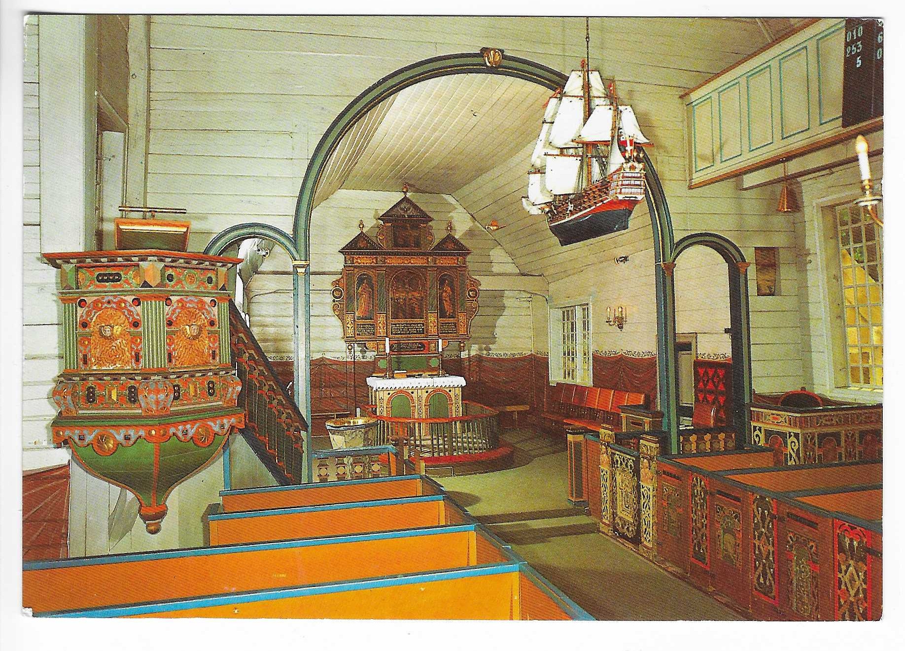 Egersund Kirke. Bygd i 1605. Interiør. Normann L-A-21