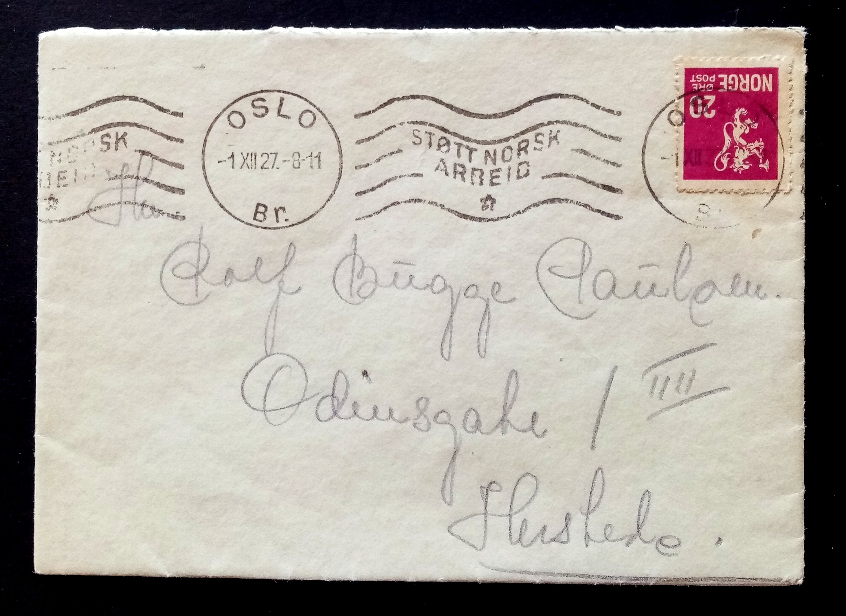 Brev - OSLO. 1.XII. 27.