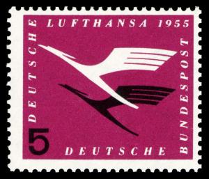 BRD 1955. Michel # 205. Lufthansa 5 pf.. Postfriskt merke