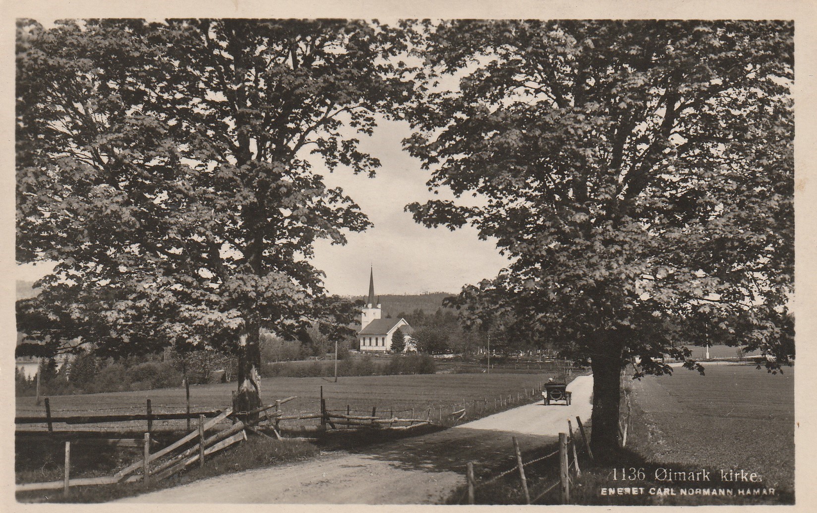 Gammelt kort : Øimark kirke . Normann 1136 Småf