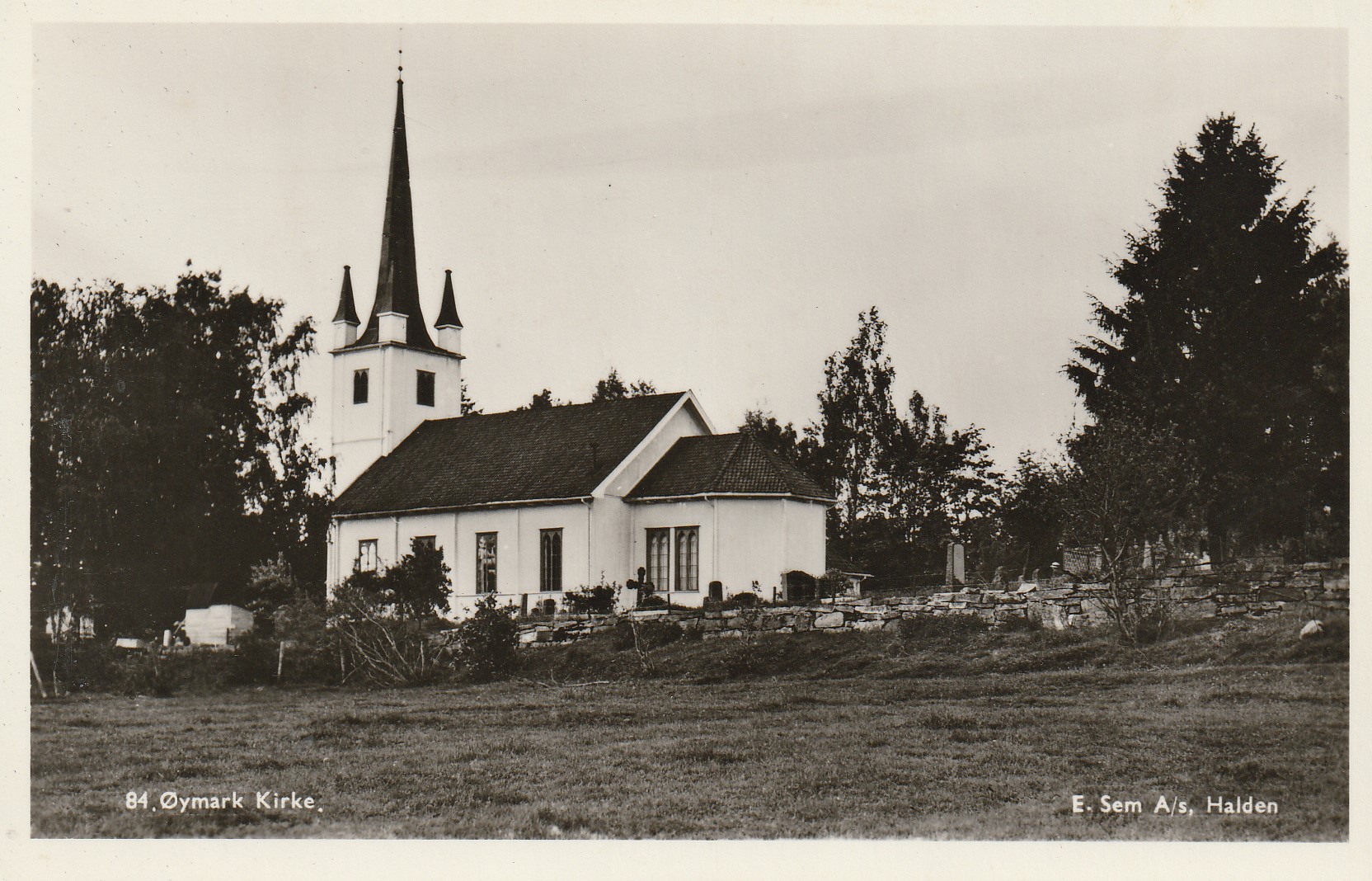 Eldre kort fra Øymark Kirke . Sem 84 Små