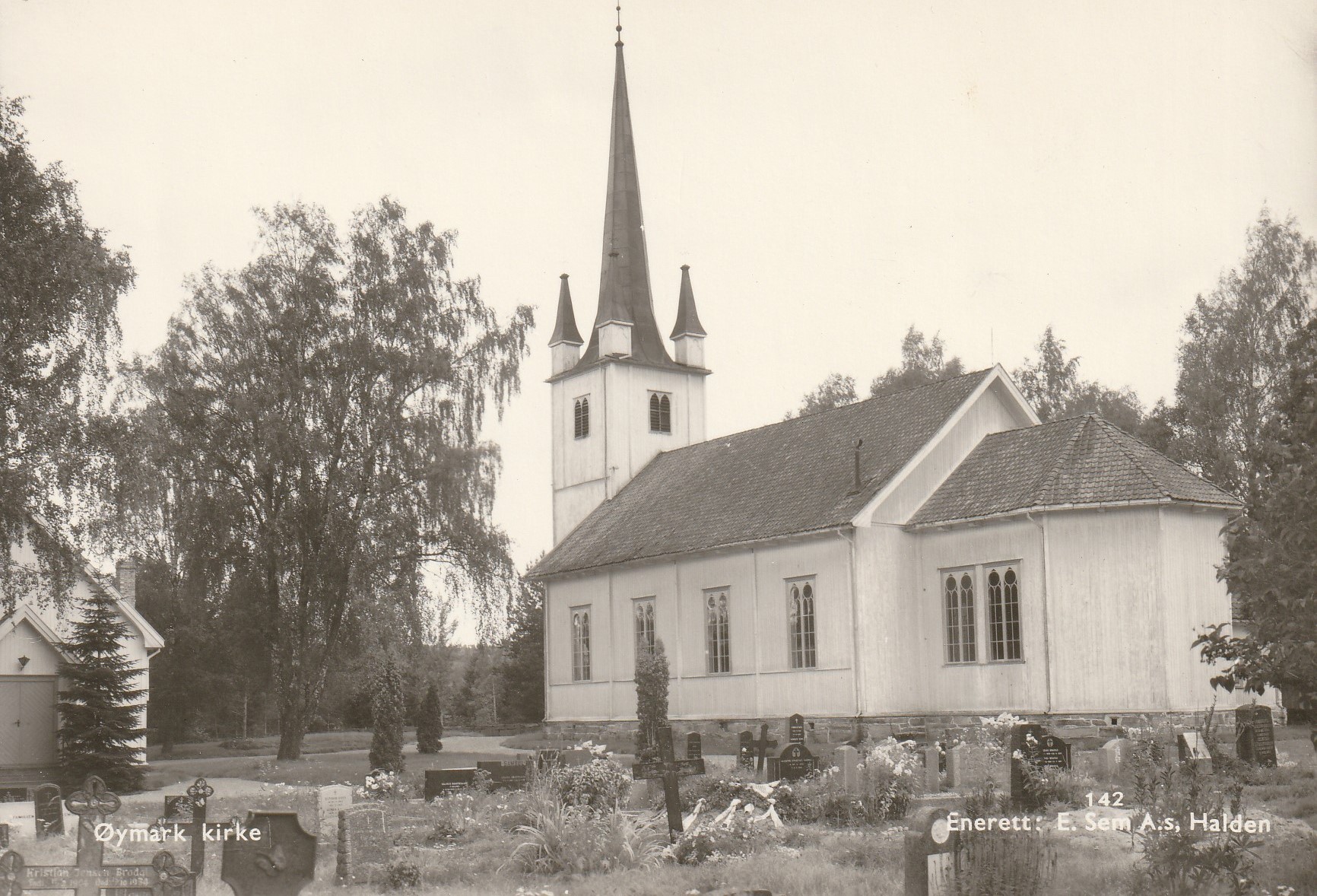 Eldre kort fra Øymark kirke. Sem 142