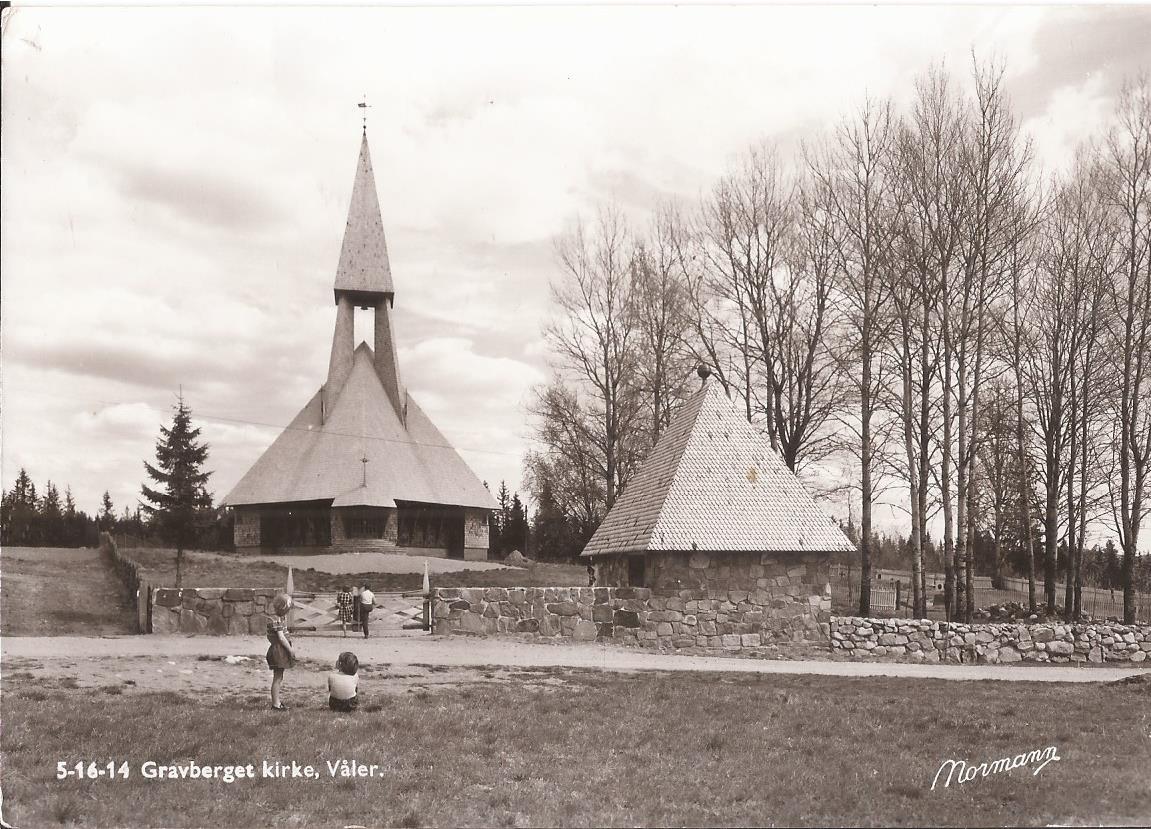 Postkort - Gravberget kirke Våler -