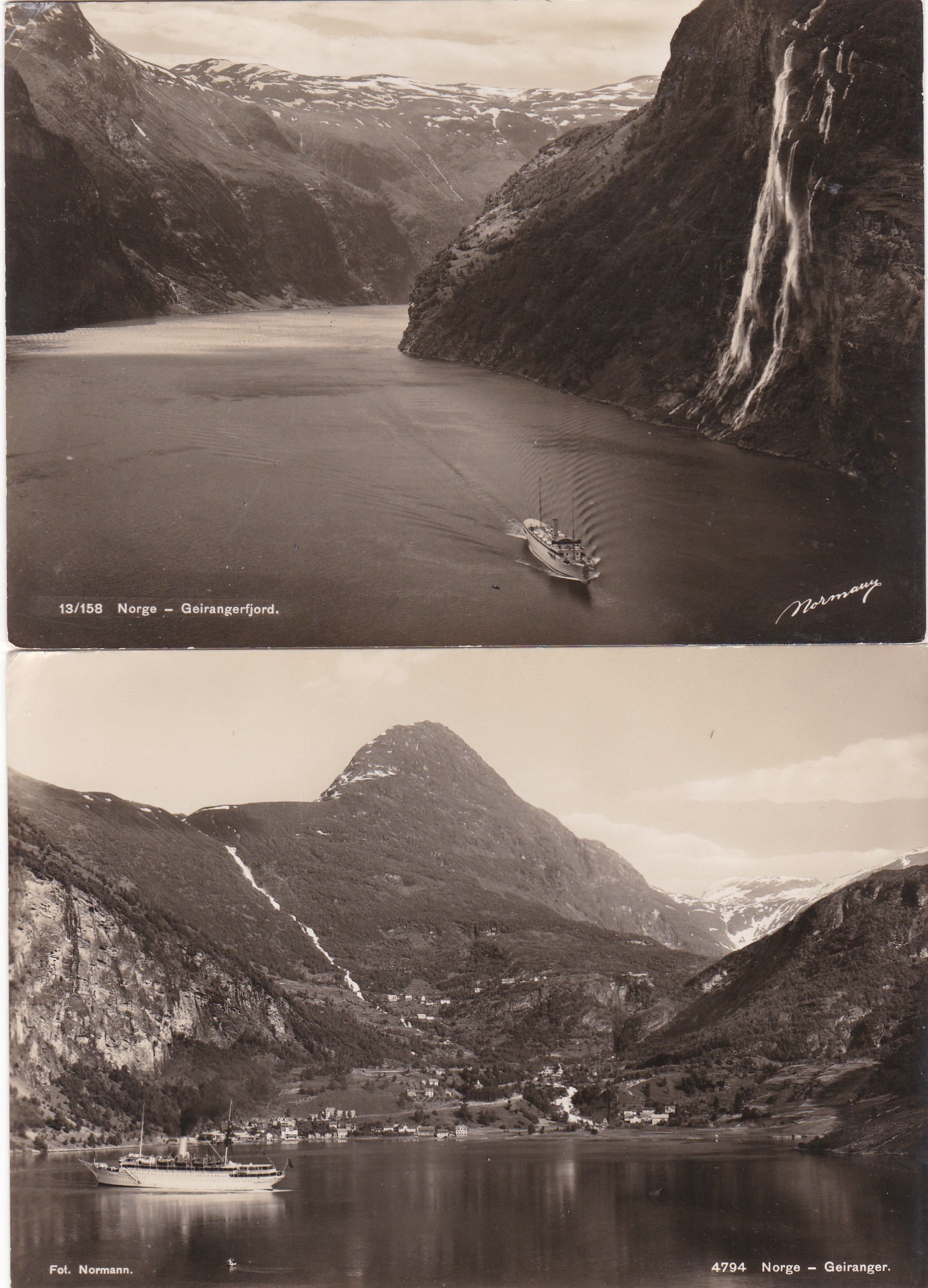 Geiranger: 2 kort med båt