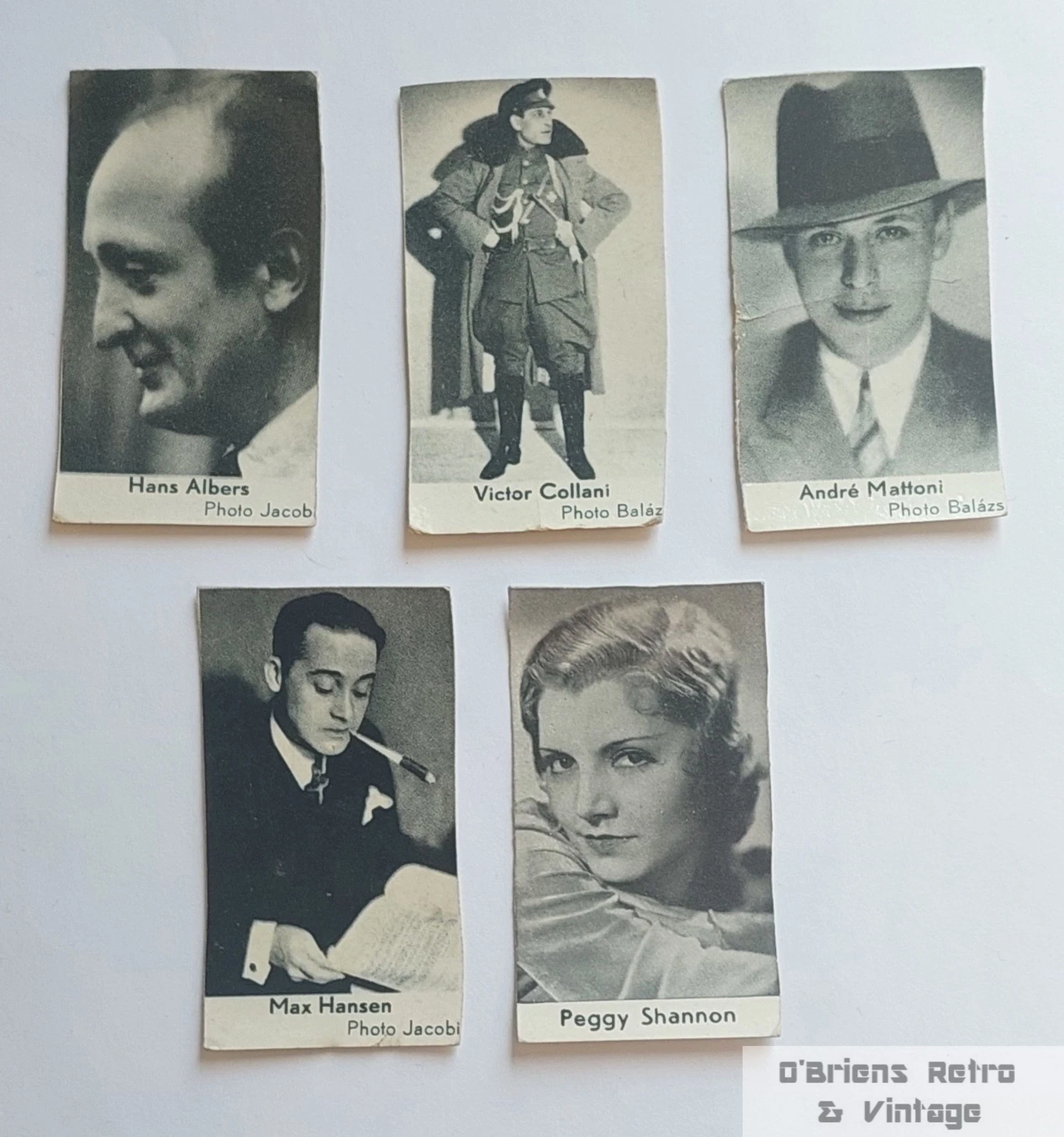 Aladdin Tyrkisk Cigarett (1930-tallet) - Filmstjerner - Liten samling med 5 kort