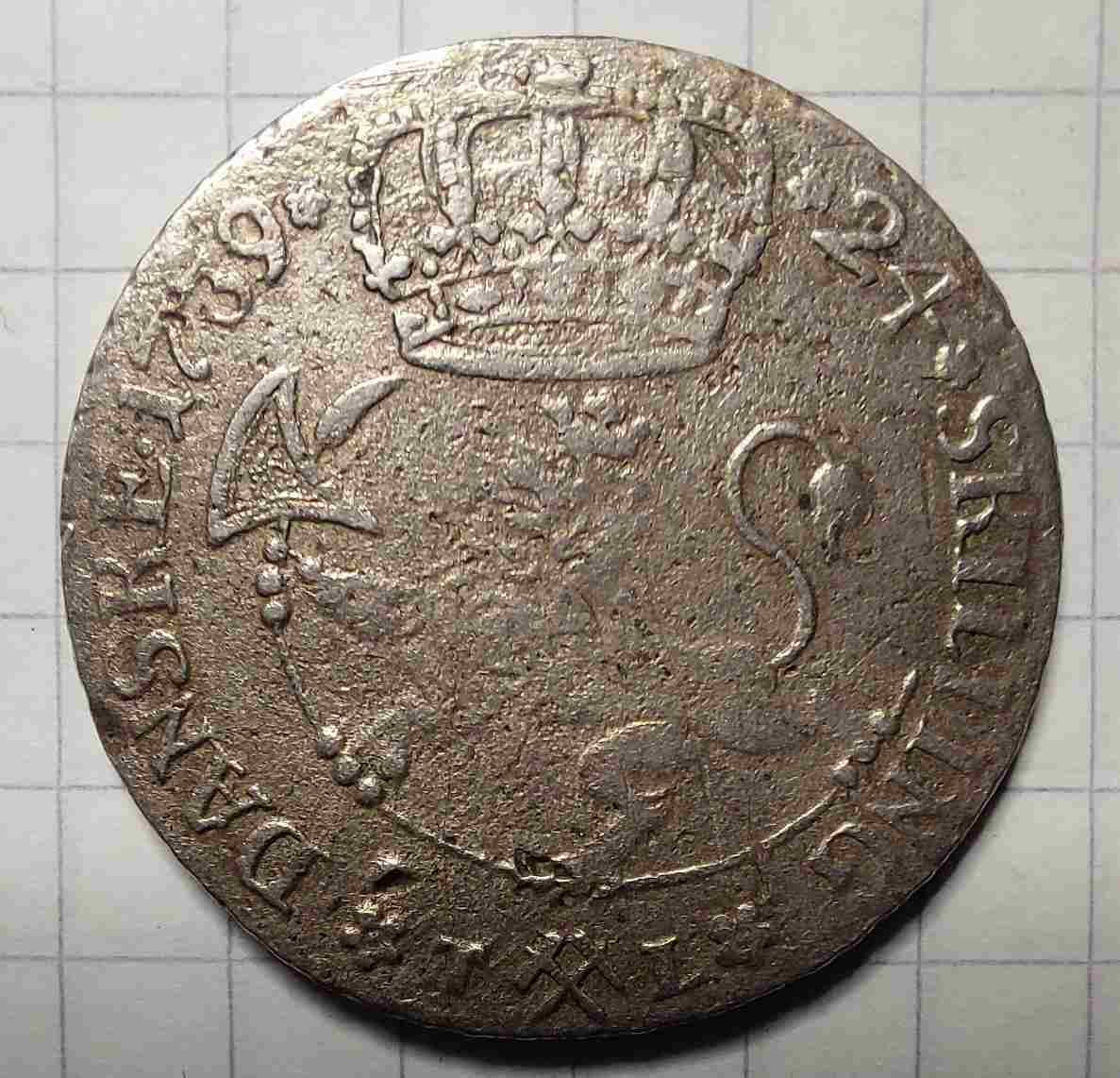 24 skilling 1739 sølv. Kv. 1/1-