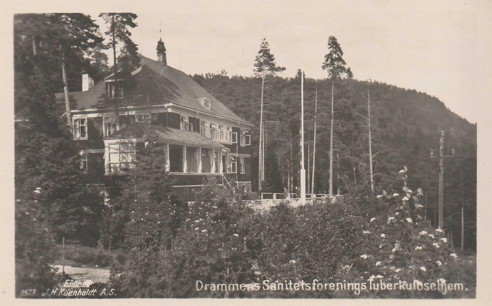 Gammelt kort fra Drammens Sanitetsforenings Tuberkulosehjem. Kuenholdt 1573 Små