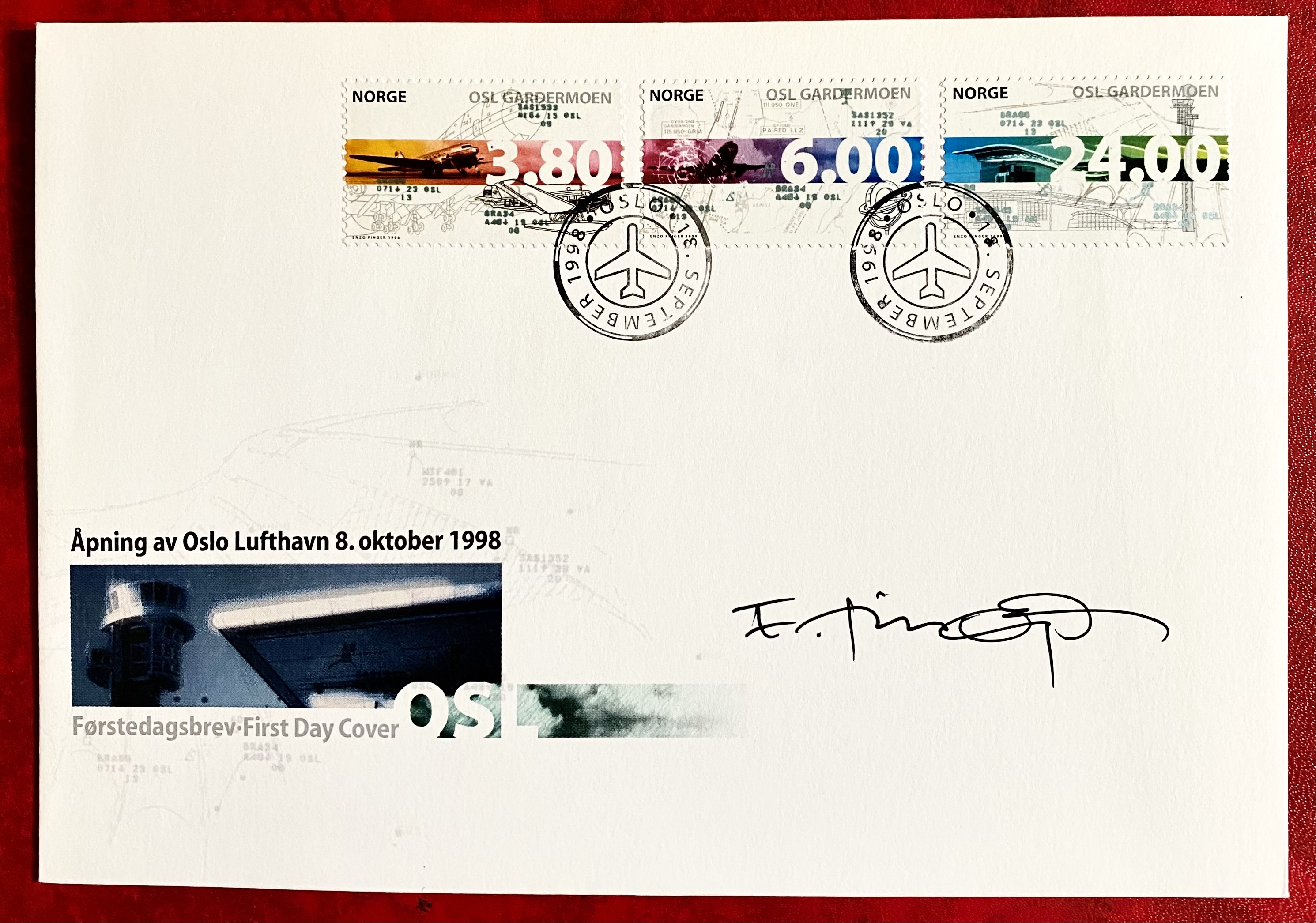 FDC NK 1341-1343 Signert Enzo Finger