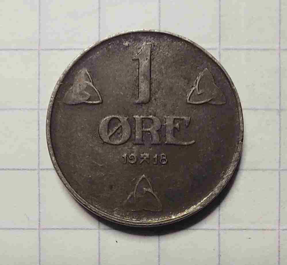 1 øre 1918 jern. Kv. 1+/01