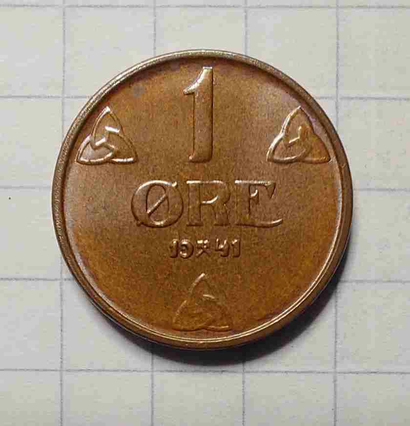 1 øre 1941 bronse. Kv. 0