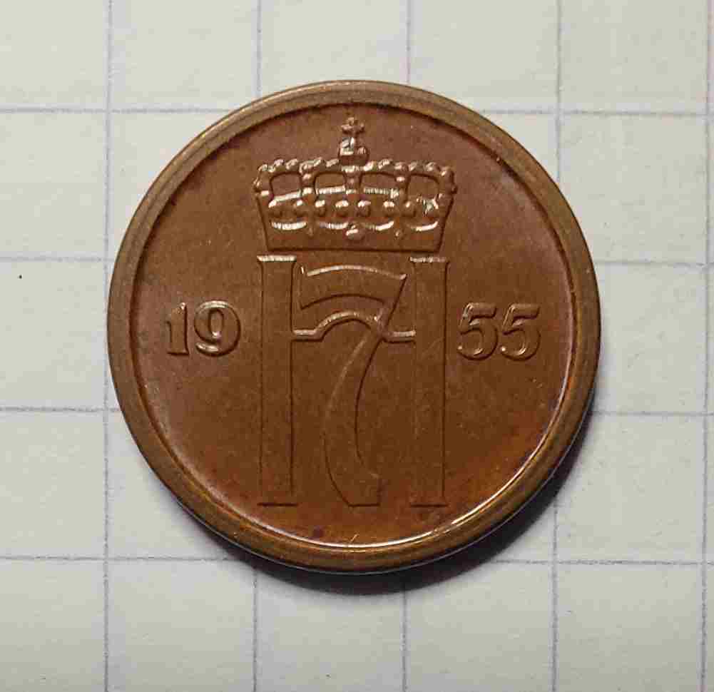 1 øre 1955. Kv. 0