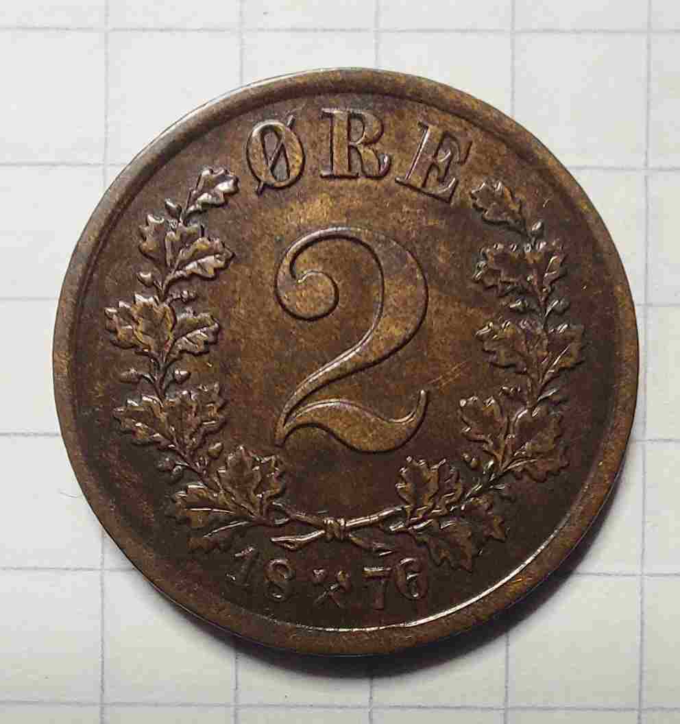 2 øre 1876. Kv. 01