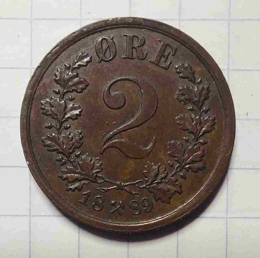 2 øre 1889. Kv. 01