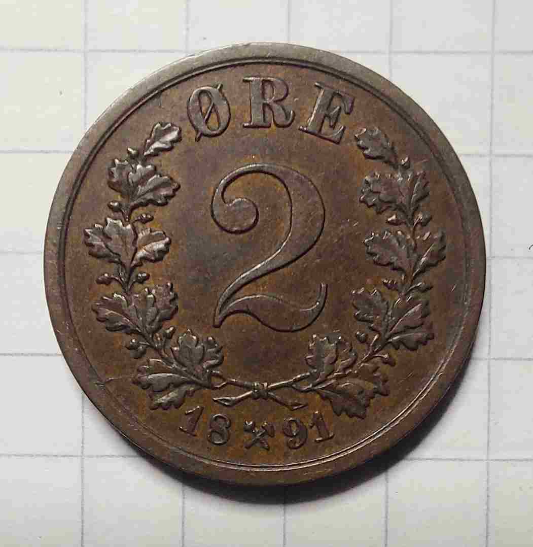 2 øre 1891. Kv. 01