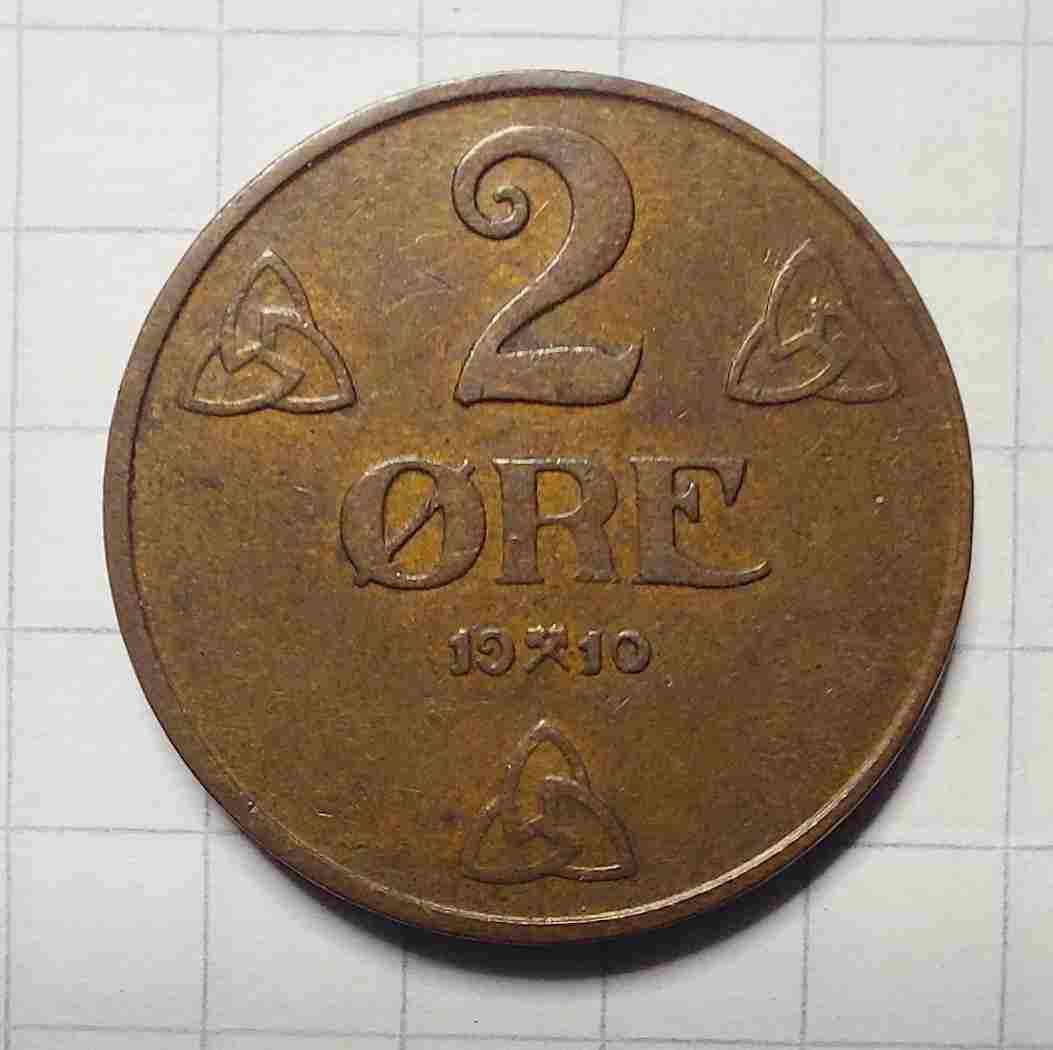 2 øre 1910. Kv. 1+