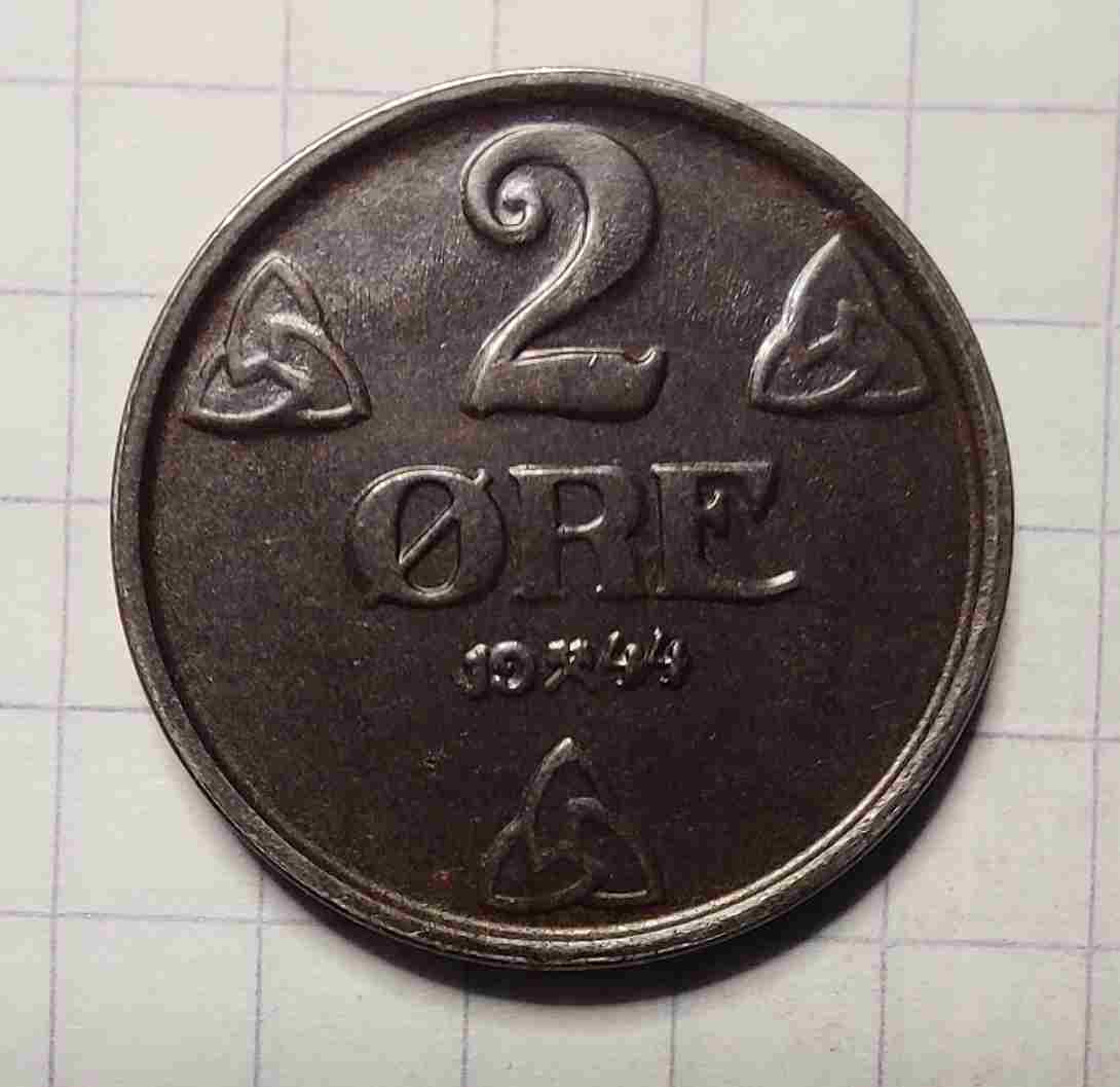 2 øre 1944 jern. Kv. 0