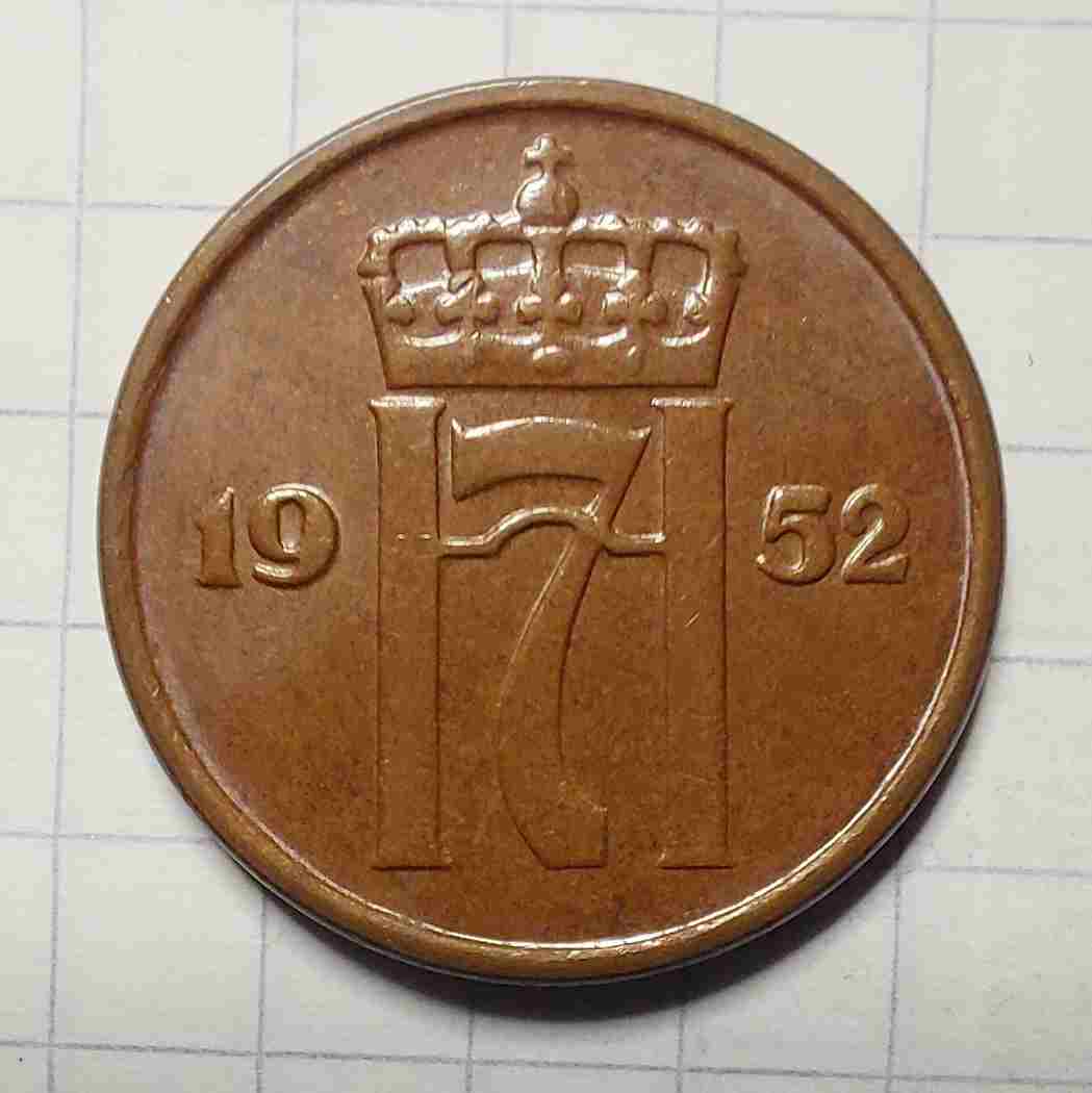 2 øre 1952 type II. Kv. 0