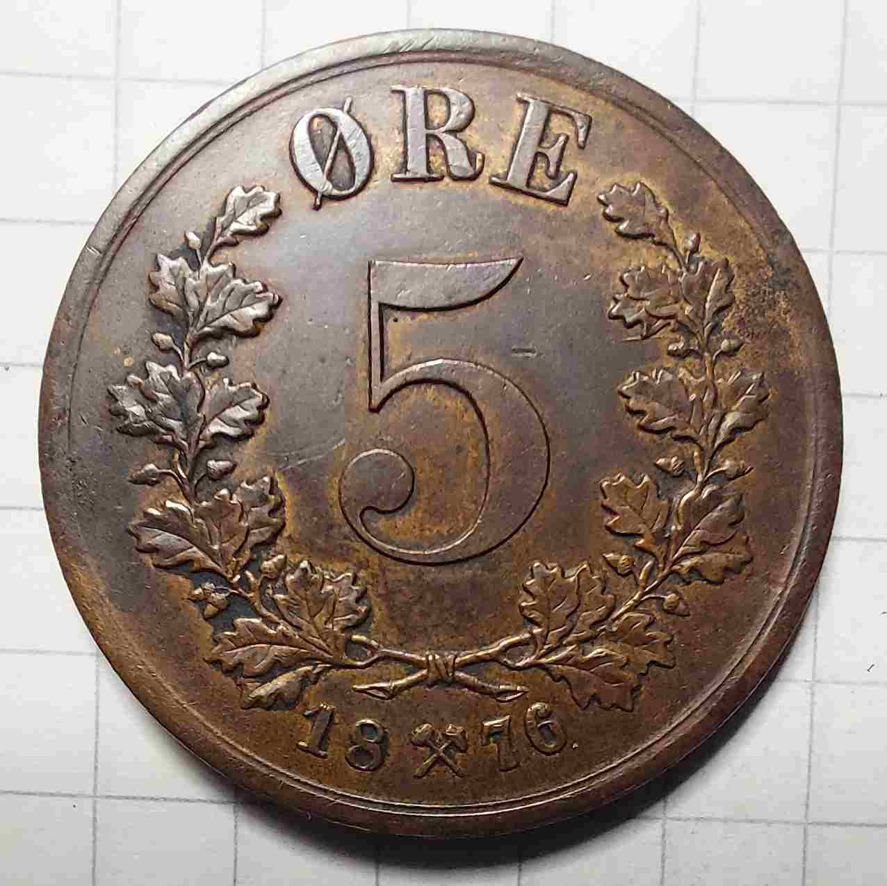 5 øre 1876. Kv. 01