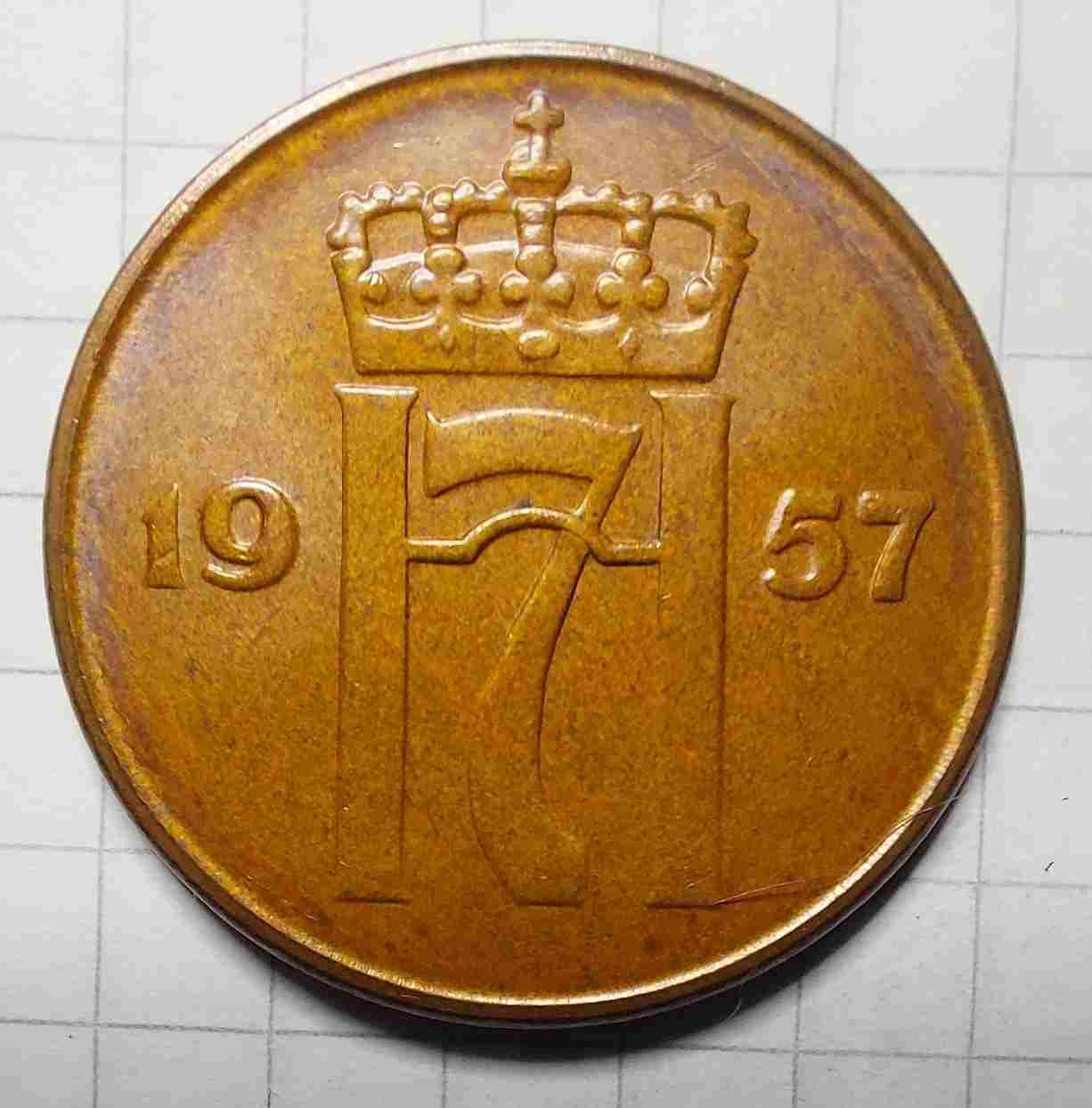 5 øre 1957. Kv. 0