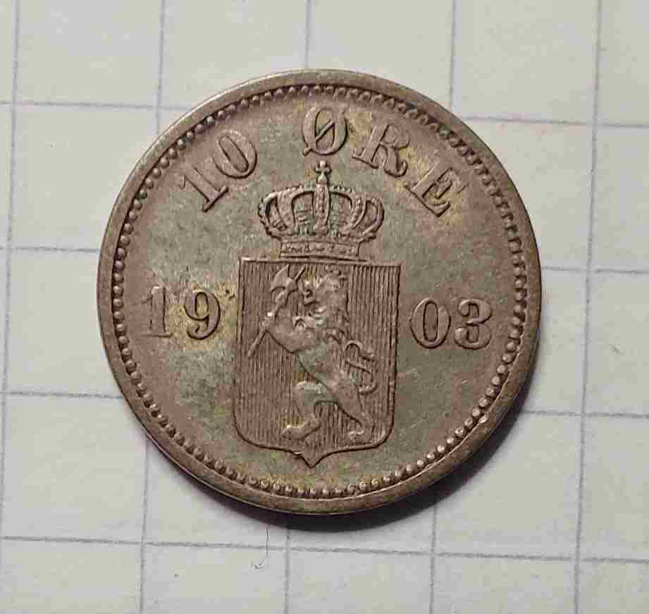 10 øre 1903 sølv. Kv. 01