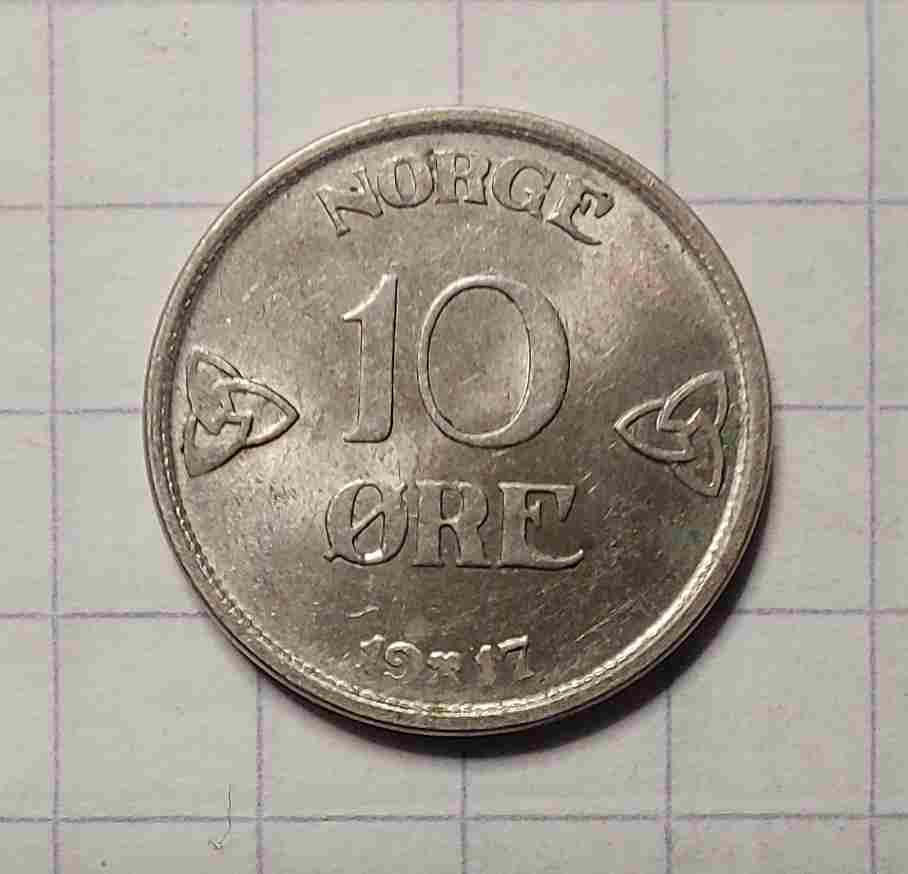 10 øre 1917 sølv. Kv. 0/01