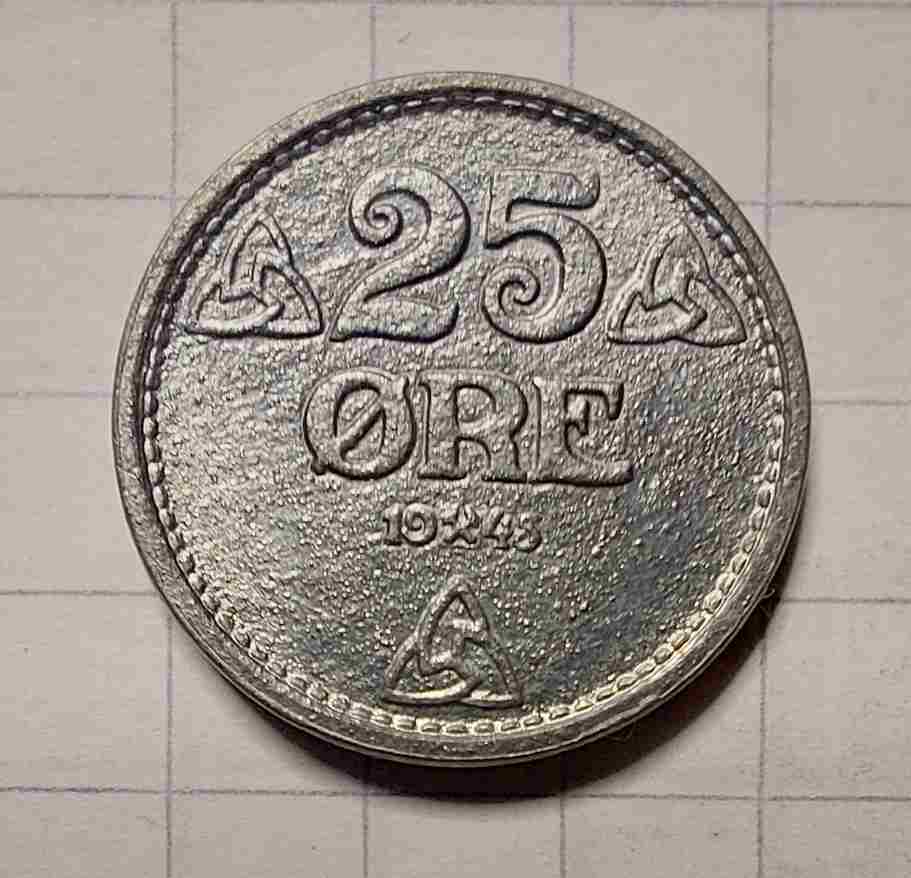 25 øre 1945 sink. Kv. 0